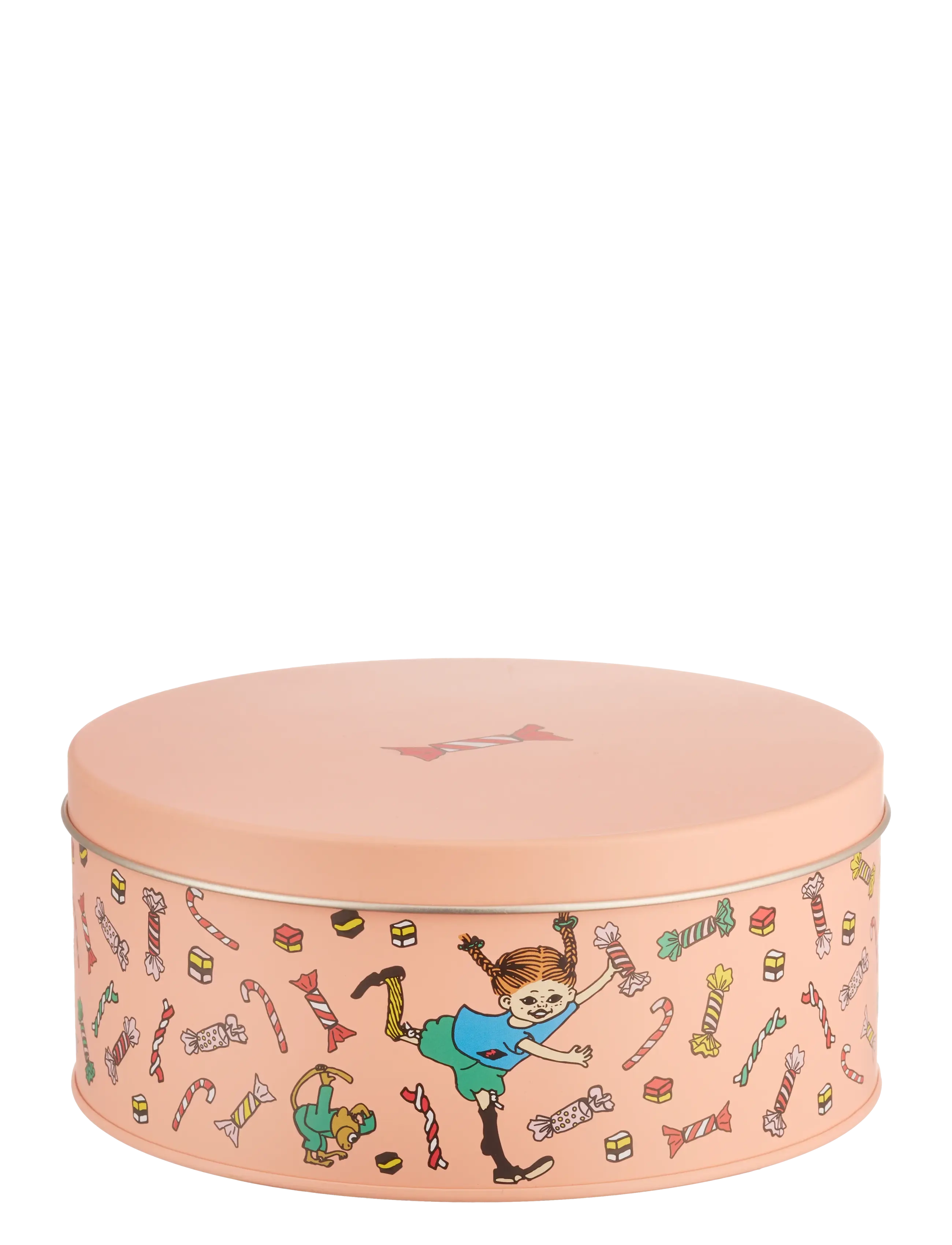 MUURLA Pippi-Blikdåse Med Slik, 15 Cm Coral - Ø15CM - Kinder
