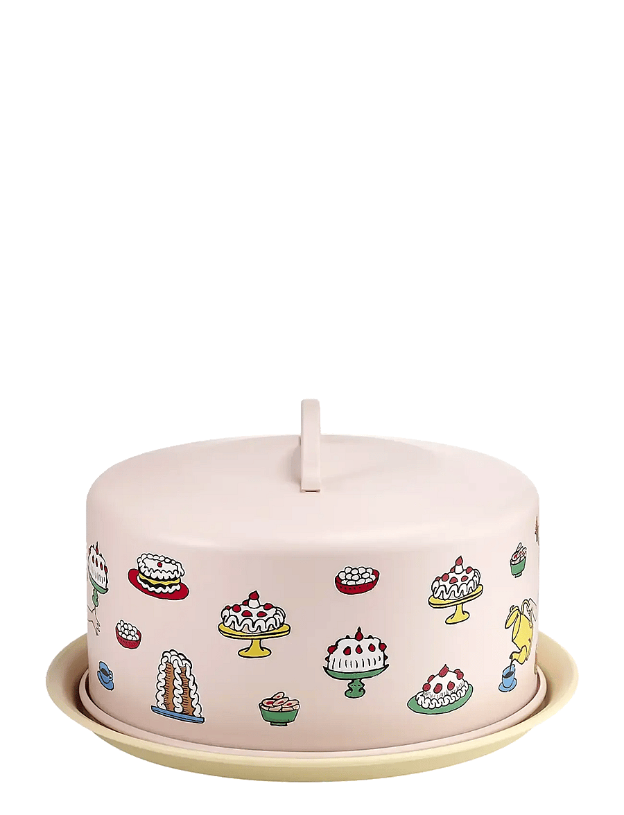 Muurla - Pippi cake plate and dome Birthday - pink - 1