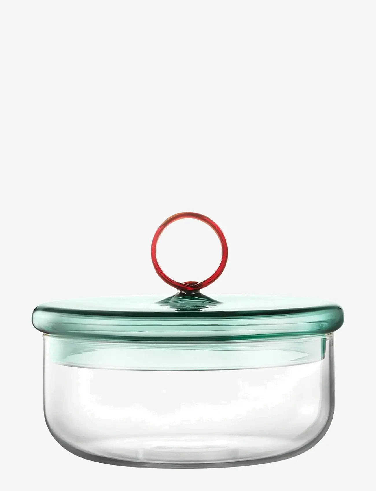 Muurla - Loop low jar w lid 12cm, clear/teal/amber - nach preis einkaufen - clear - 0