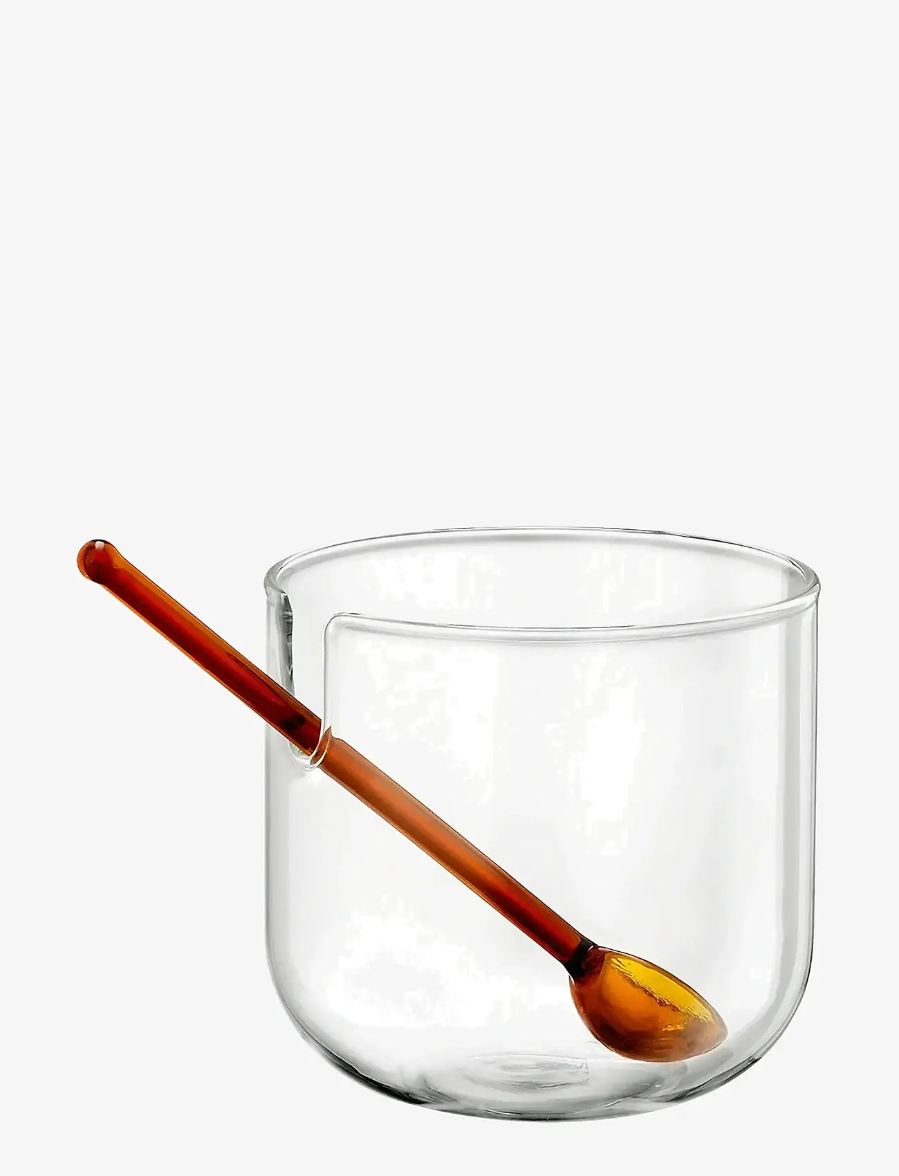 Muurla - Loop sockerburk med lock och sked 14 cm, klar/rosa/bärnsten - förvaringsburkar - clear - 2