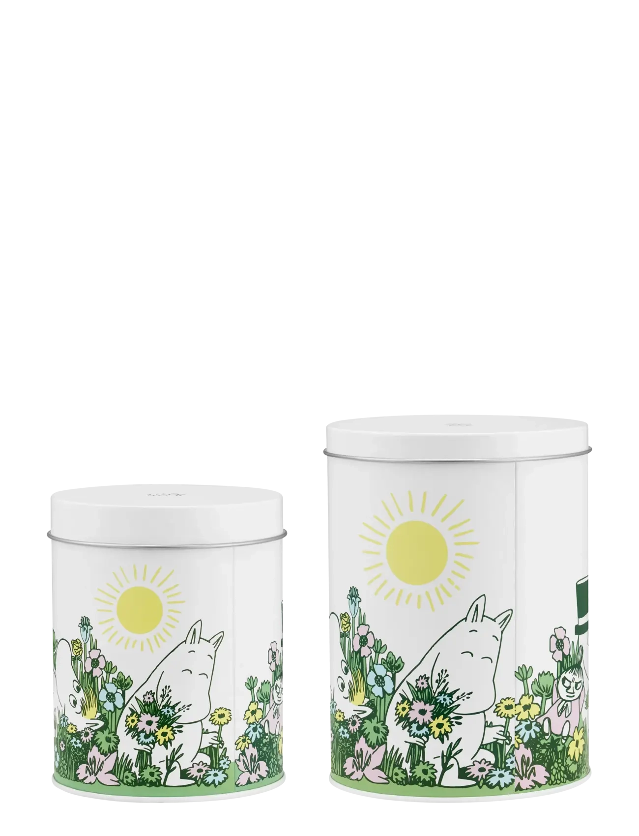 Muurla - Moomin round tin jars In the Garden 11cm and 15cm, set of 2 - vorratsgläser - white - 2