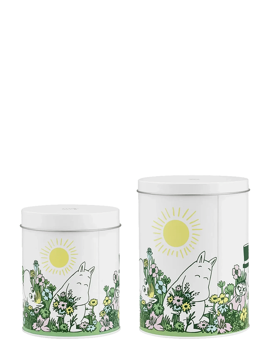 Muurla - Moomin round tin jars In the Garden 11cm and 15cm, set of 2 - vorratsgläser - white - 2