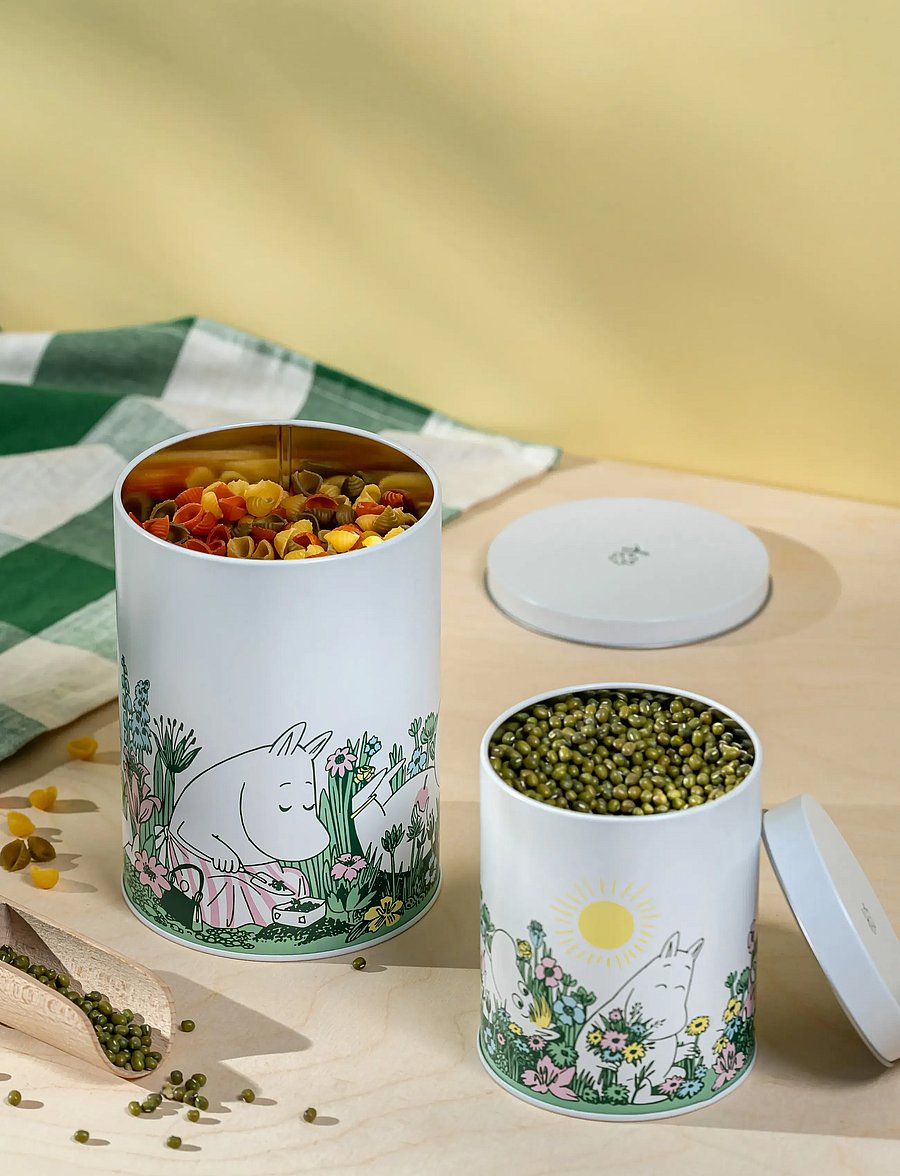 Muurla - Moomin round tin jars In the Garden 11cm and 15cm, set of 2 - vorratsgläser - white - 5