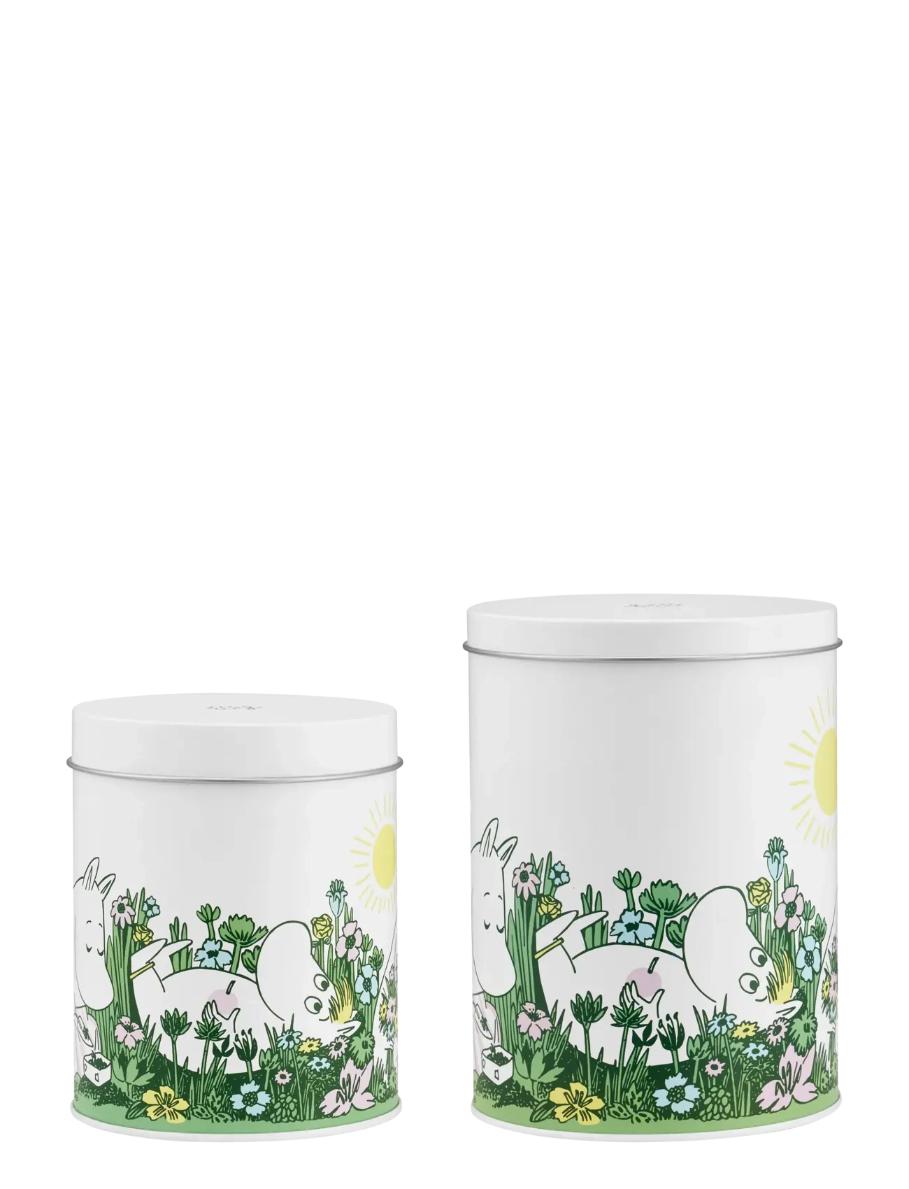 Muurla - Moomin round tin jars In the Garden 11cm and 15cm, set of 2 - vorratsgläser - white - 3