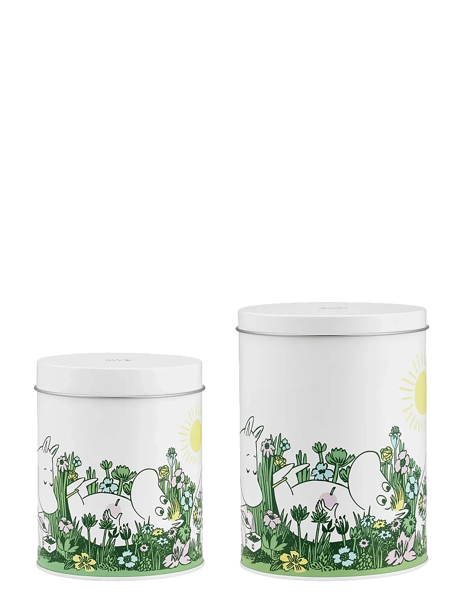 Muurla - Moomin round tin jars In the Garden 11cm and 15cm, set of 2 - vorratsgläser - white - 3