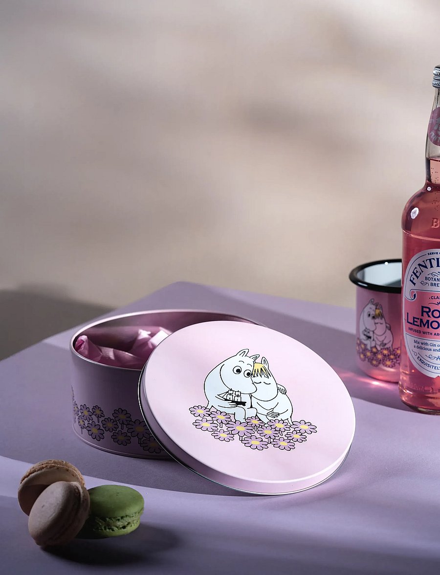 Muurla - Moomin round tin jar Together 15cm - pink - 5