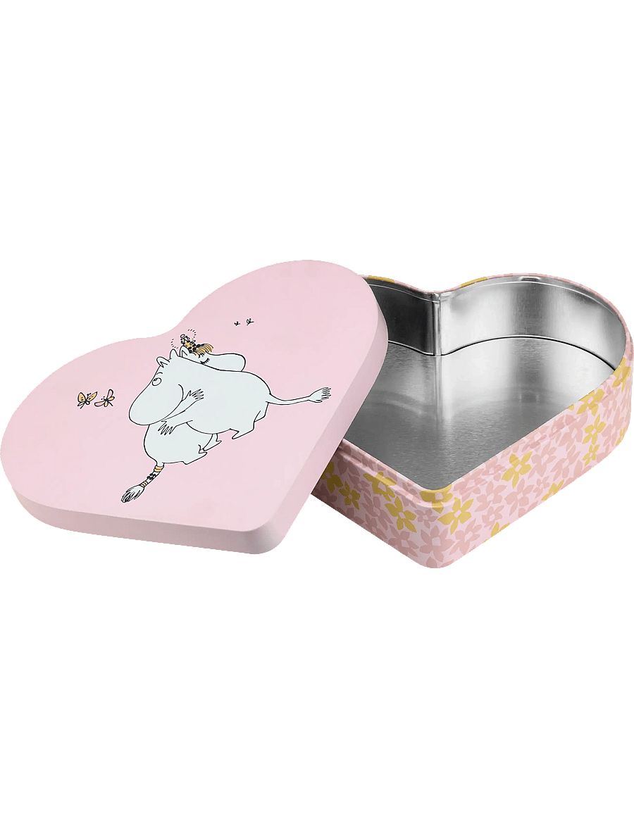 Muurla - Moomin heart shaped tin jar Hug 18x14,5cm - aufbewahrungsboxen - pink - 3