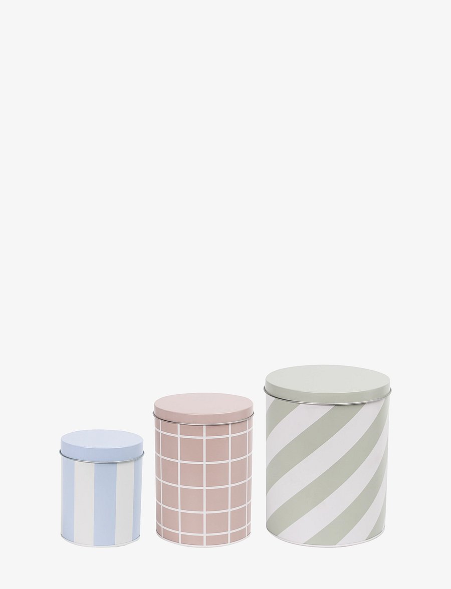 Muurla - Tin jars set of 3, blue/beige/green - säilituspurgid - blue/beige/green - 0