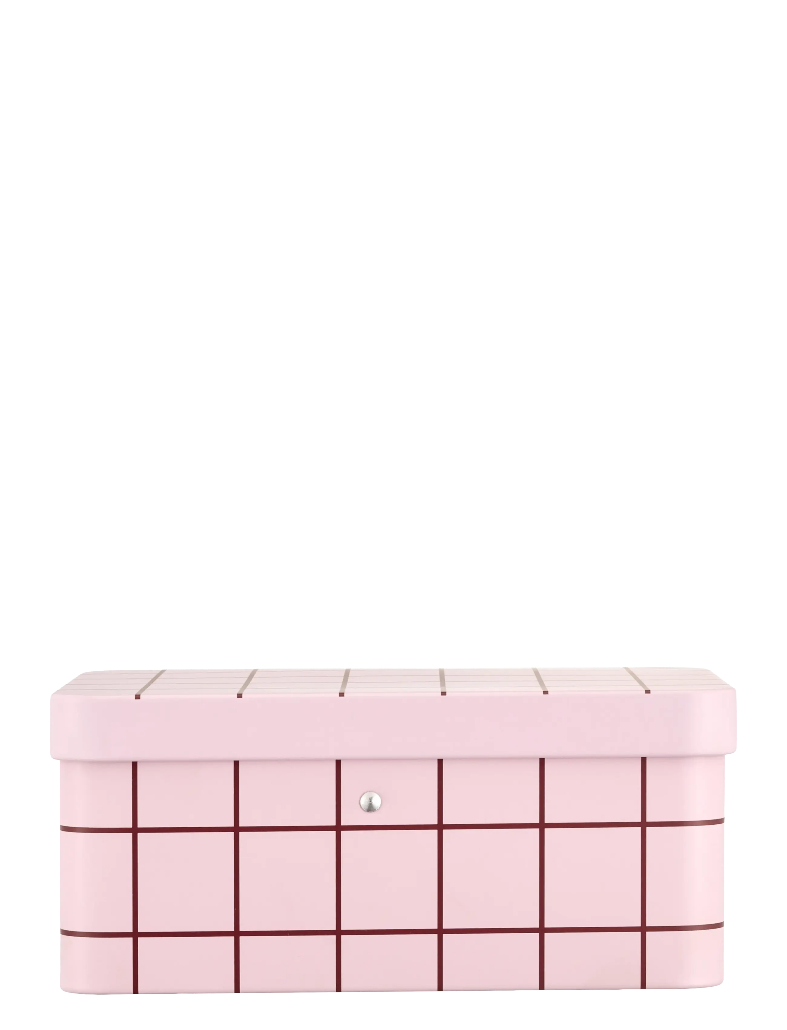 Muurla - Checks & Stripes tea tin jar 17,5x13cm, pink with brown grid - vorratsgläser - pink - 2