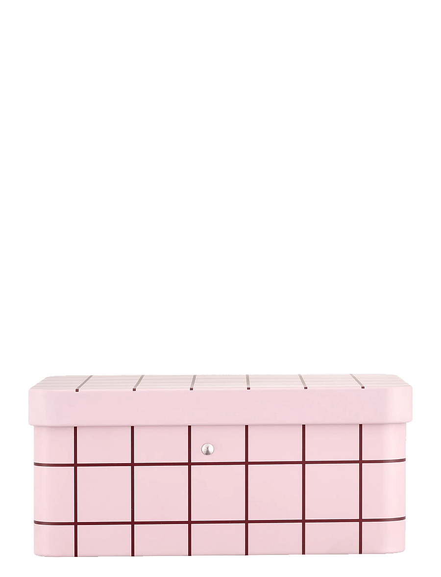 Muurla - Checks & Stripes tea tin jar 17,5x13cm, pink with brown grid - vorratsgläser - pink - 2