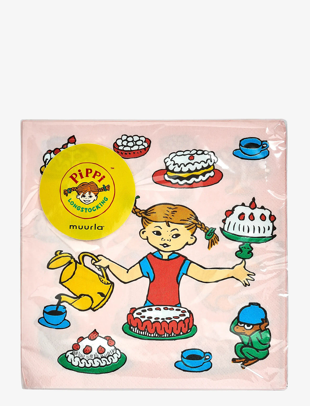 Muurla - Pippi dinner napkin Birthday - napkins & accessories - pink - 0