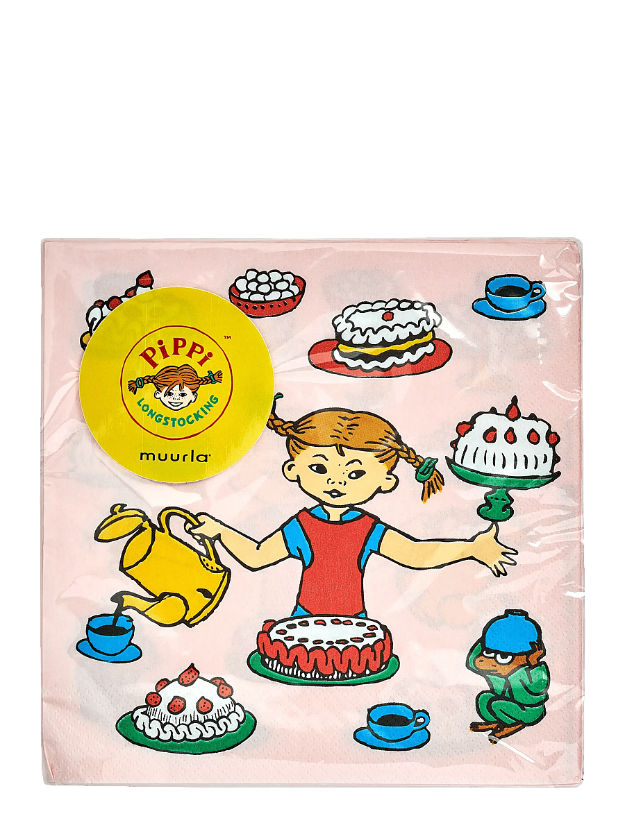 Muurla - Pippi dinner napkin Birthday - salvrätikud ja aksessuaarid - pink - 0