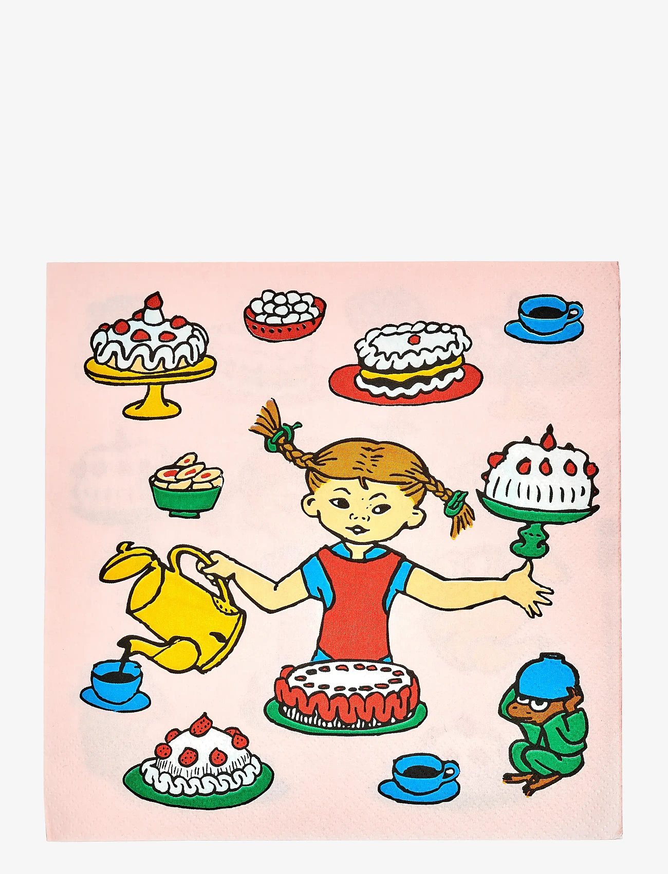 Muurla - Pippi dinner napkin Birthday - napkins & accessories - pink - 1