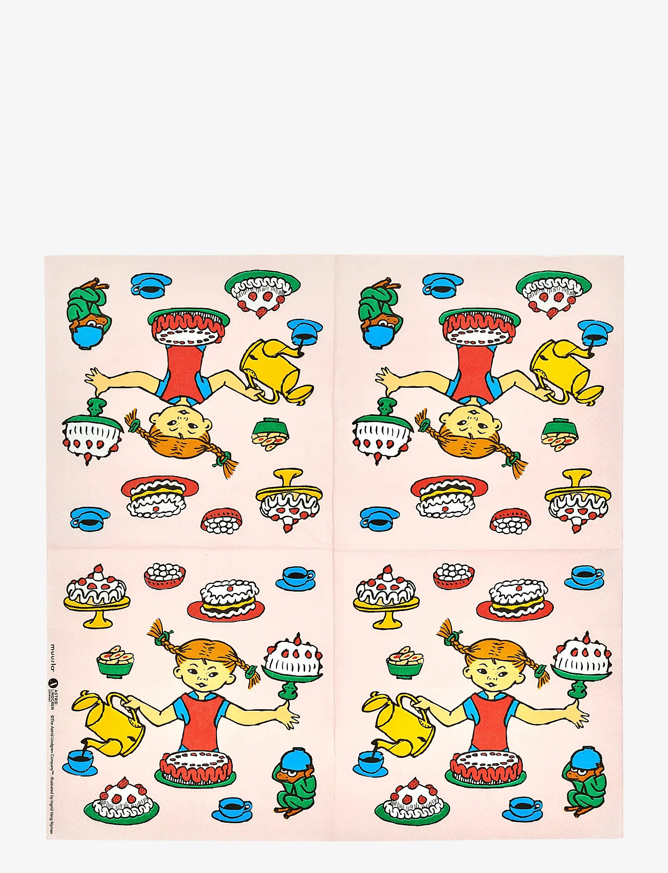 Muurla - Pippi dinner napkin Birthday - napkins & accessories - pink - 2