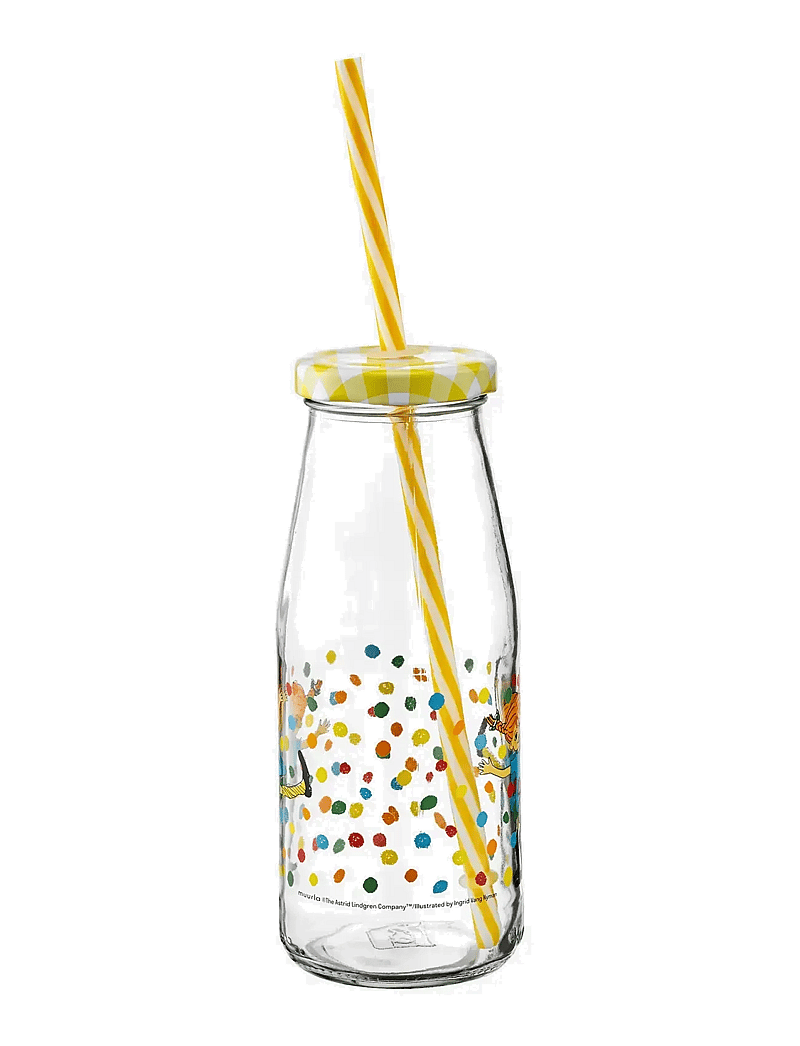 Muurla - Bottle with straw and lid Hoppsansa - laveste priser - clear - 1