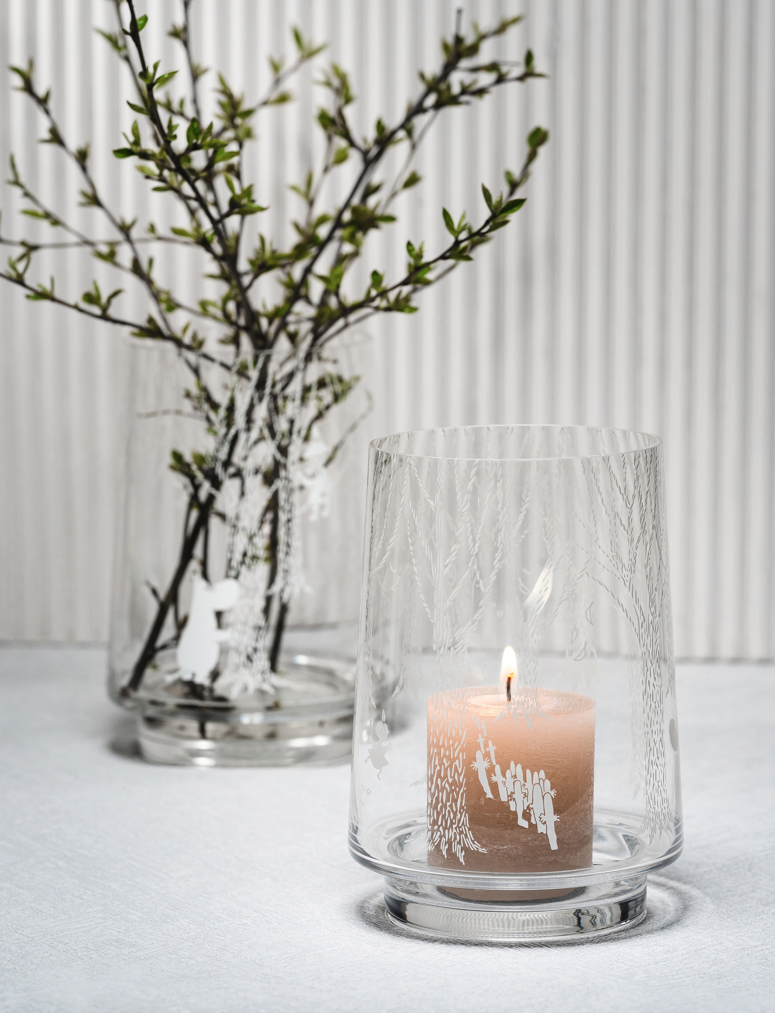 Muurla Moomin Vase/Lantern In The Woods, H:20 cm, Candlesticks & Tealight Holders, Nackt - Indoor Lanterns, Homeware