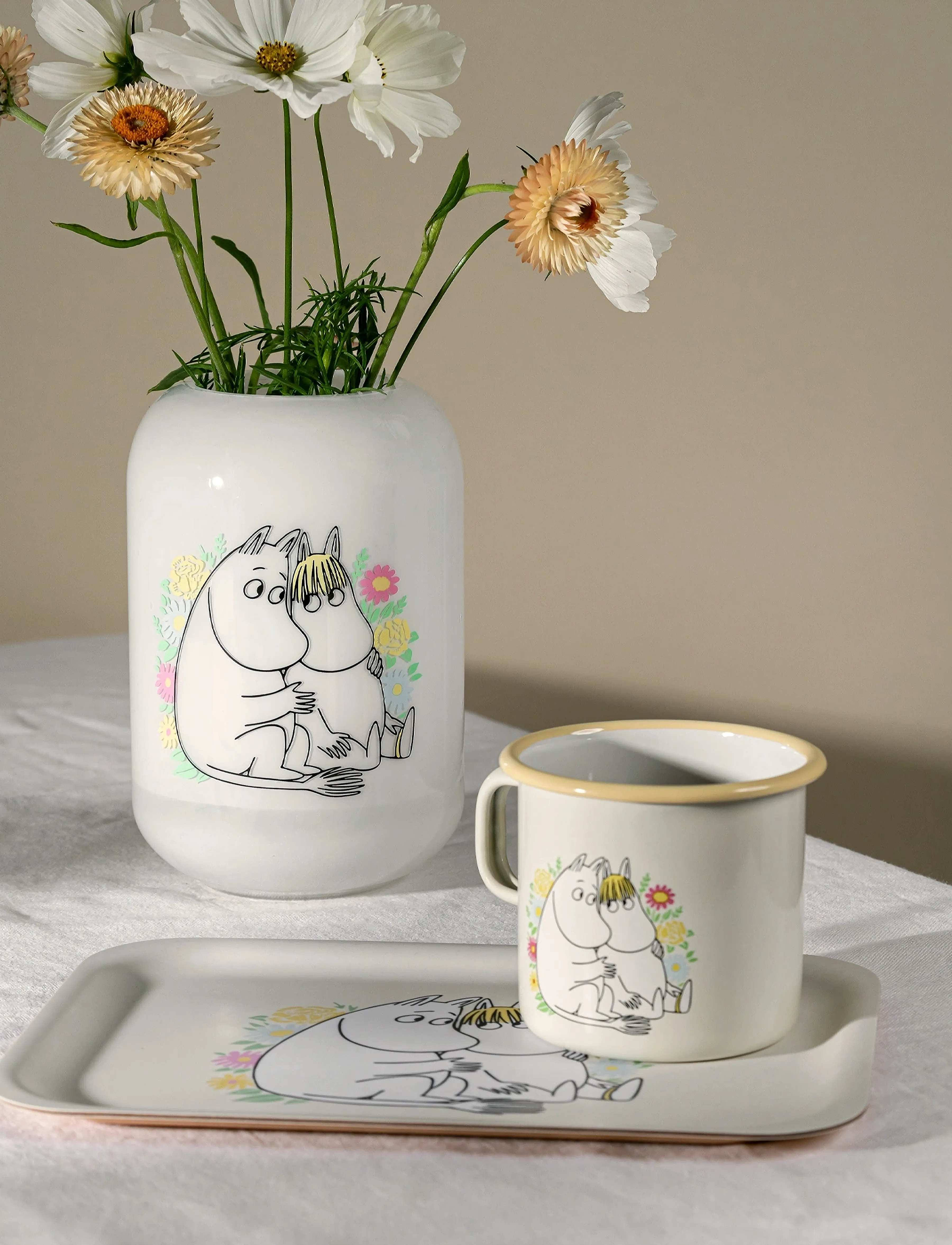 Muurla Mumin-Vase »Blomster« 19 Cm, H19 cm, Vases, Weiß - Other Homeware
