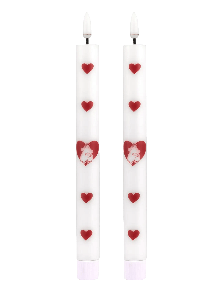 Muurla - Moomin LED taper candles Heart 2pcs - tischkerzen - white - 1