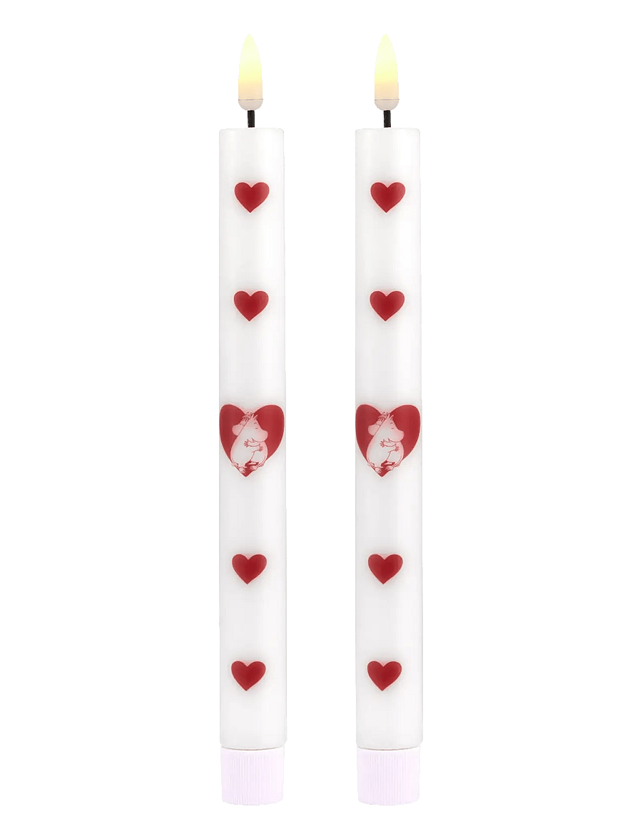 Muurla - Moomin LED taper candles Heart 2pcs - tischkerzen - white - 2