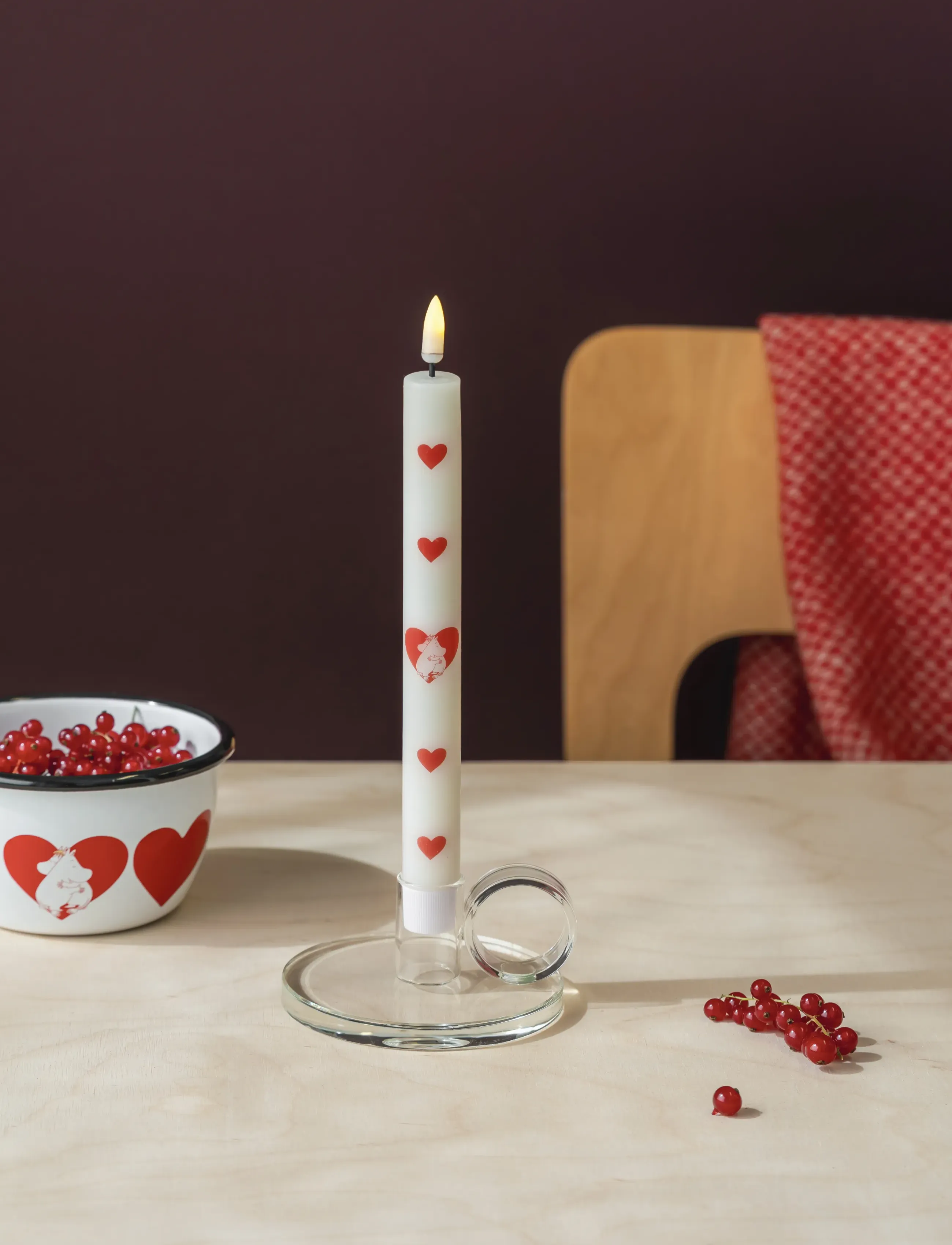Muurla - Moomin LED taper candles Heart 2pcs - tischkerzen - white - 0