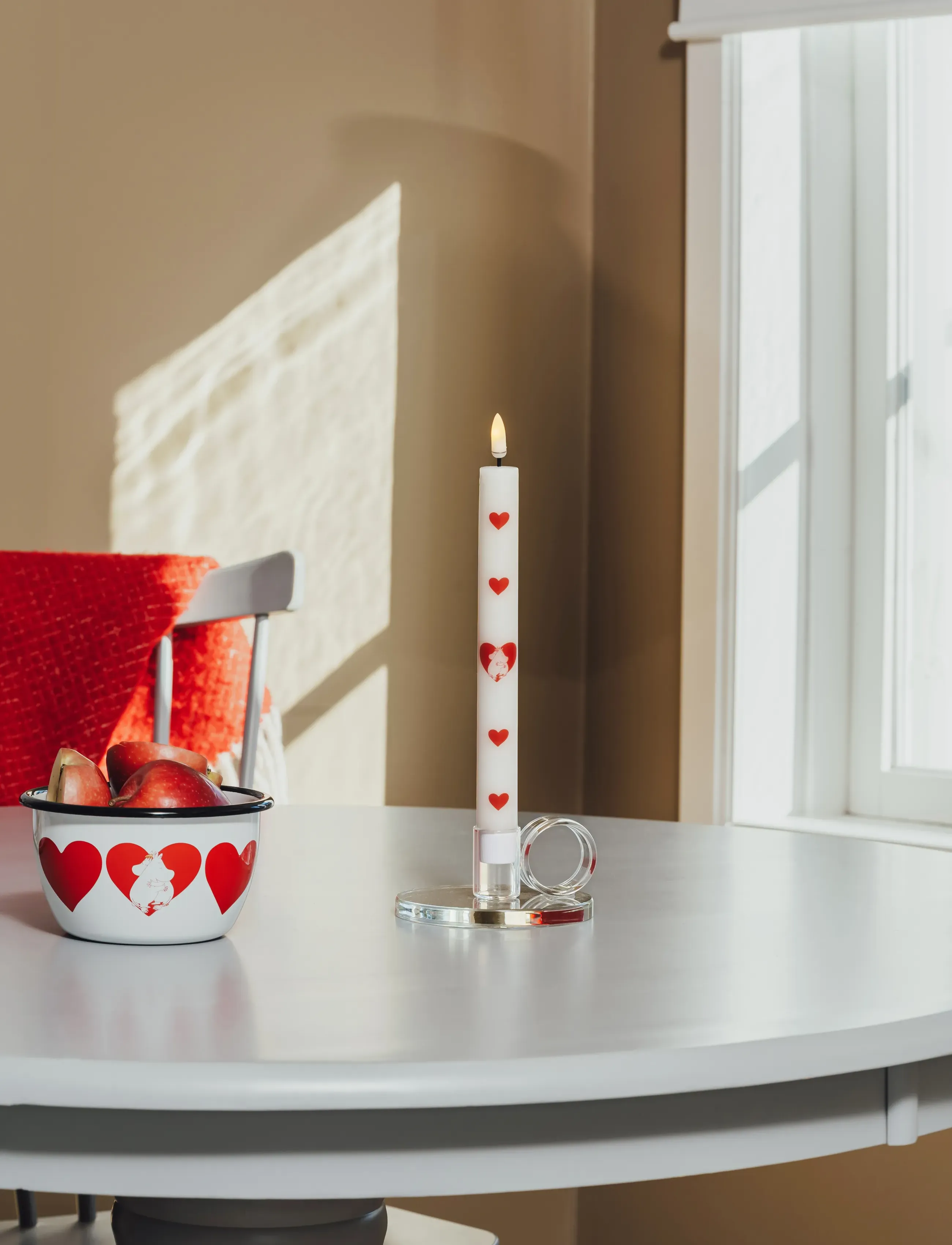Muurla - Moomin LED taper candles Heart 2pcs - tischkerzen - white - 3