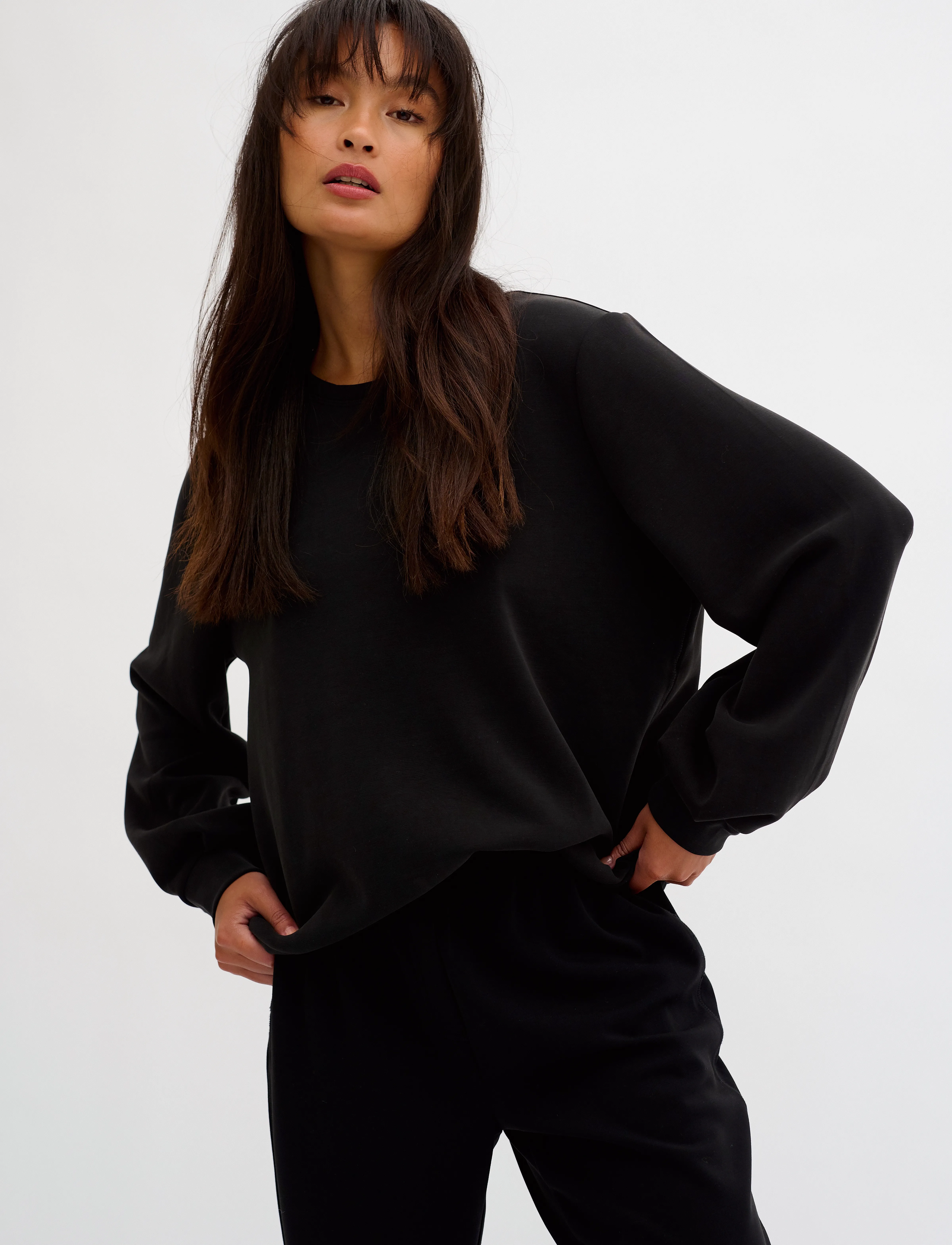 My Essential Wardrobe 23 The Sweat Blouse, Kvinder, Sweatshirt, Sort, Str: XS
