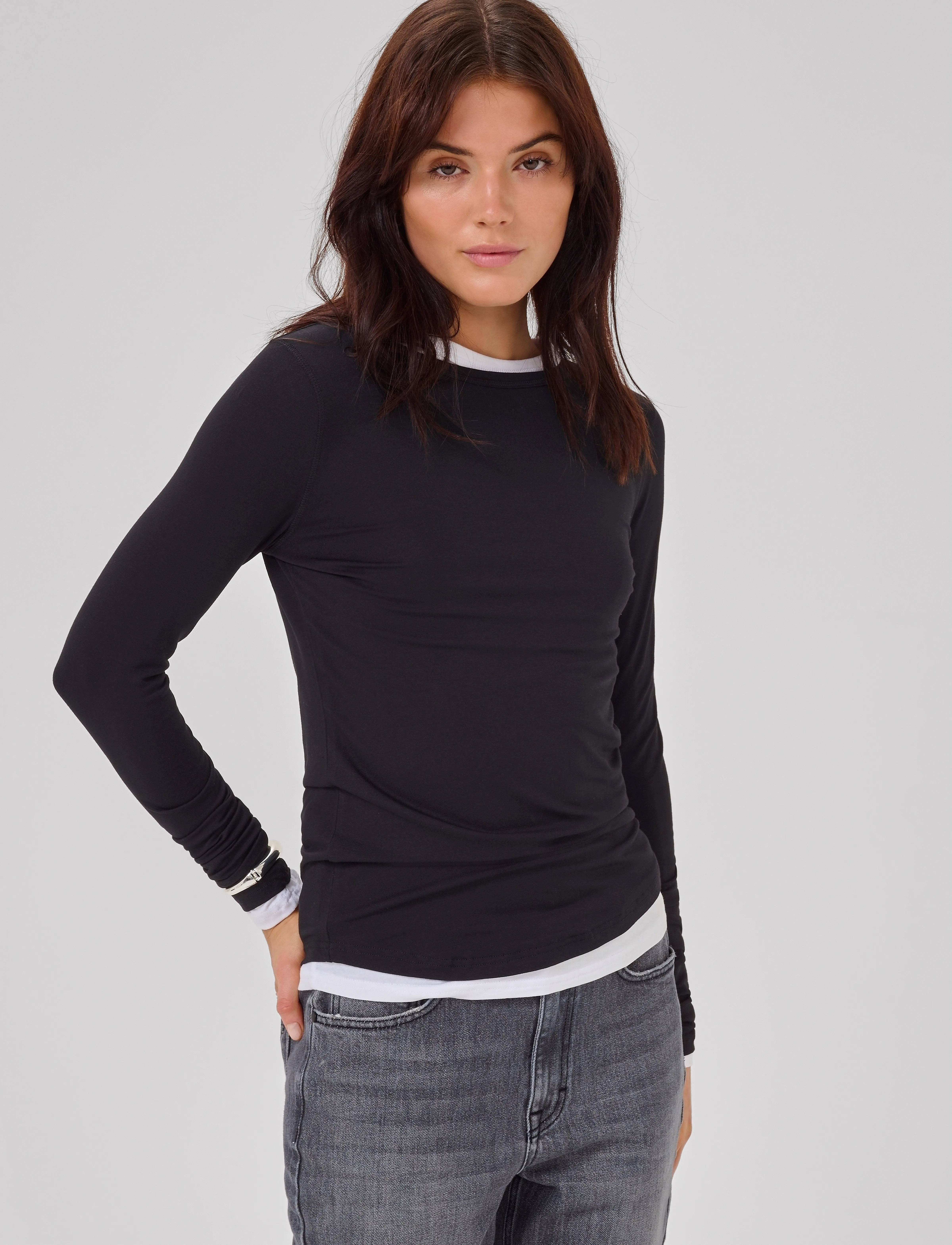 My Essential Wardrobe - 18 THE MODAL BLOUSE - langärmlige tops - black - 0