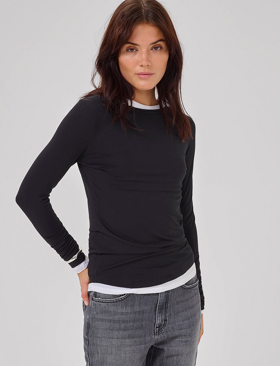 My Essential Wardrobe - 18 THE MODAL BLOUSE - langärmlige tops - black - 0