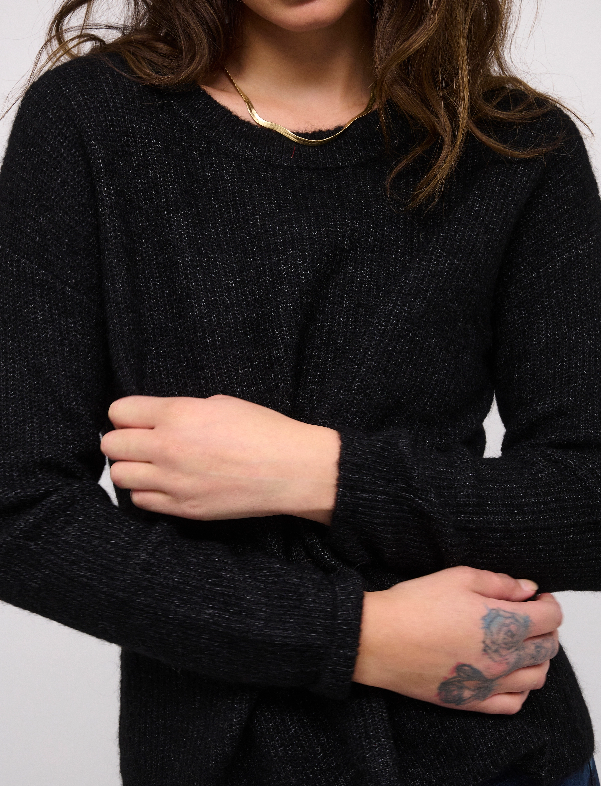 My Essential Wardrobe - 05 THE KNIT PULLOVER - black melange - 5