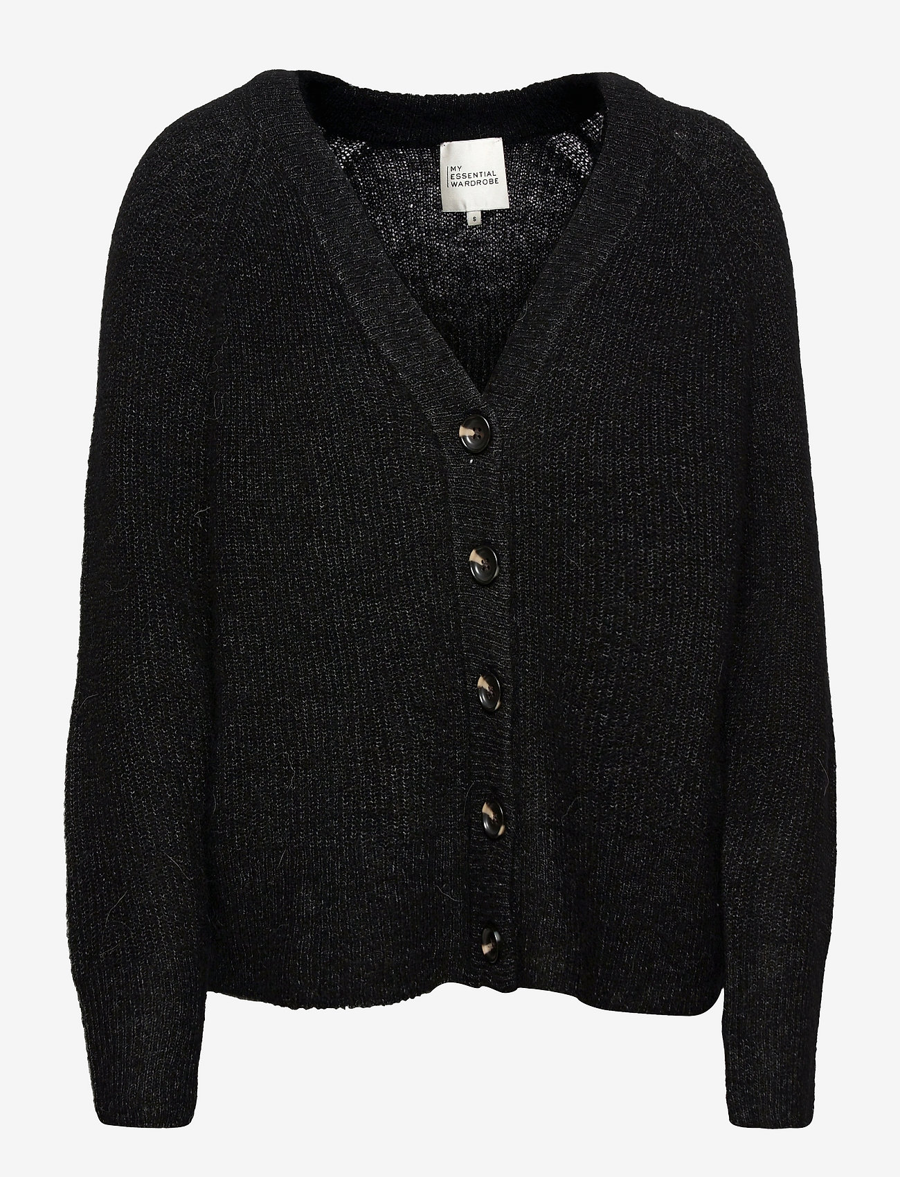 My Essential Wardrobe - 04 THE KNIT CARDIGAN - susegamieji megztiniai - black melange - 0