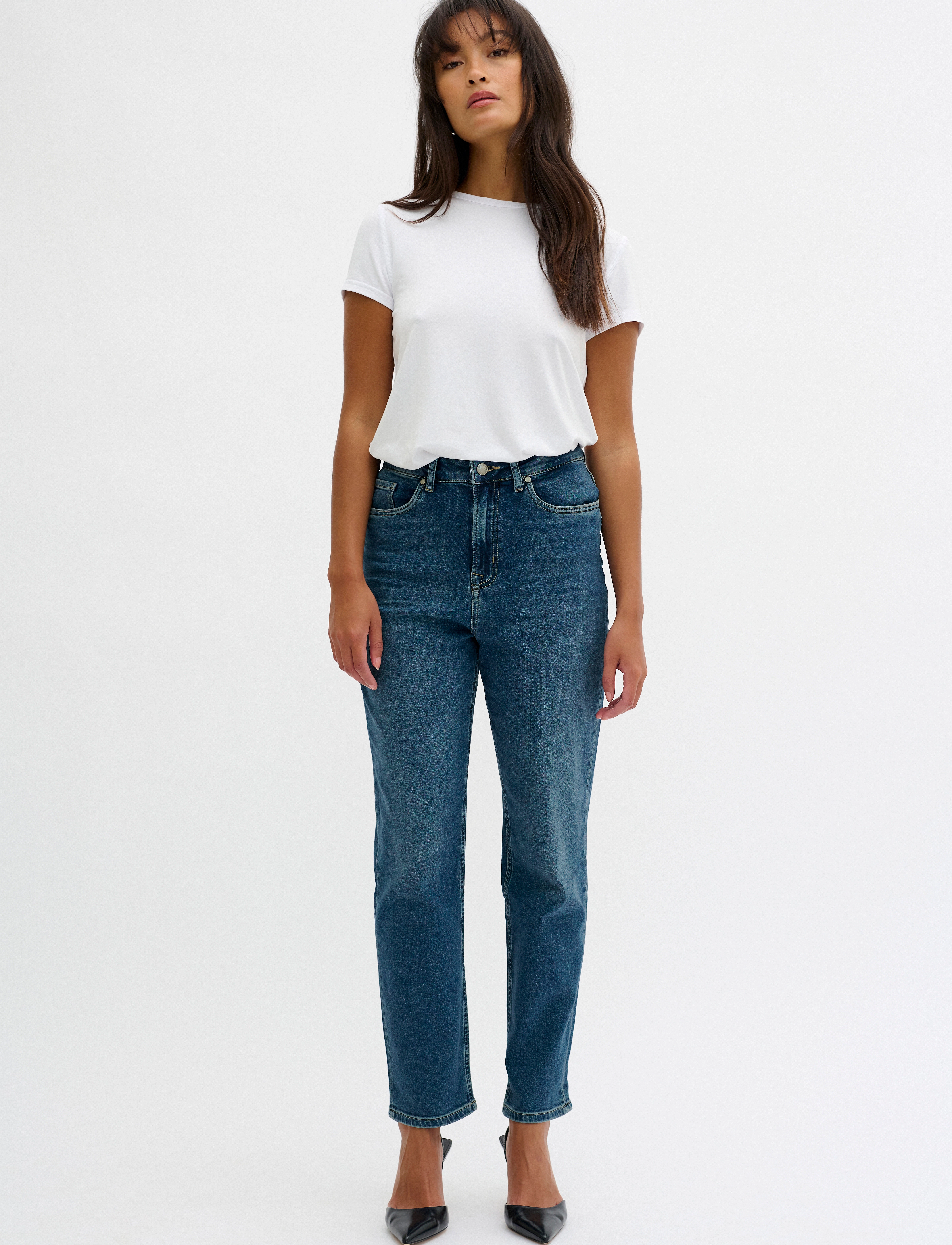 My Essential Wardrobe 34 THE MOM 107 XHIGH STRAIGHT Y - Tøj - MEDIUM BLUE RETRO WASH / blue