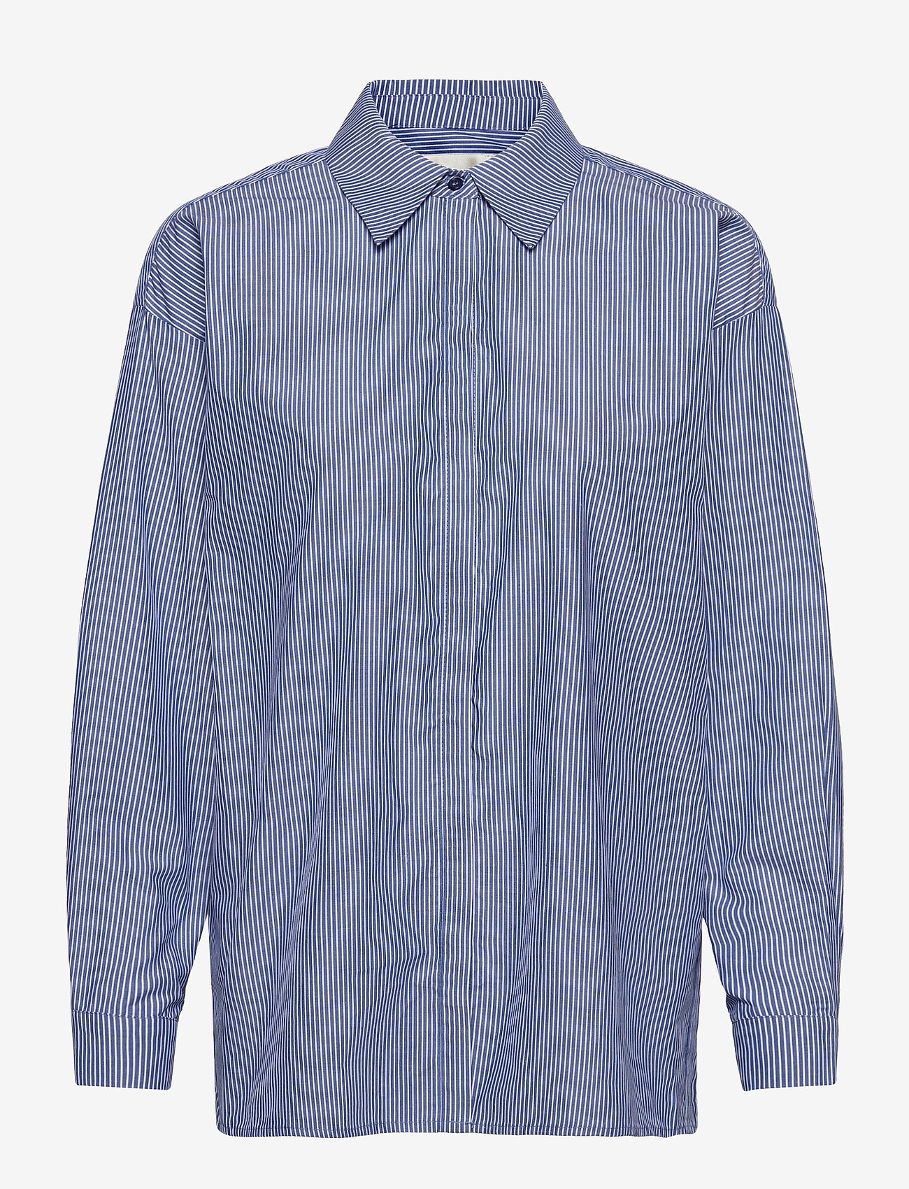 My Essential Wardrobe - 03 THE SHIRT - langermede skjorter - medium blue striped - 0