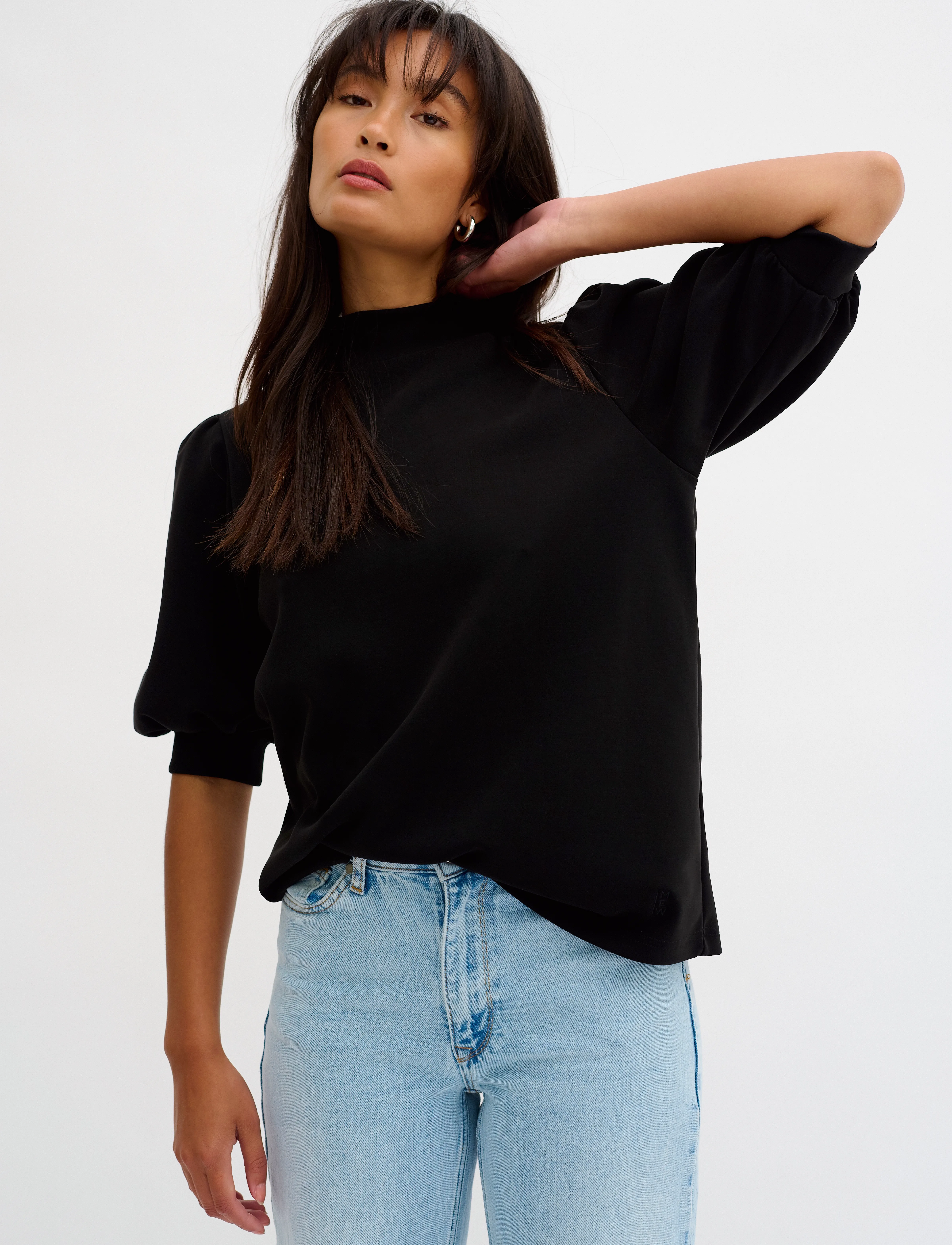 My Essential Wardrobe 21 The Puff Blouse, L, Black, Bluser > Kortærmede, Dame