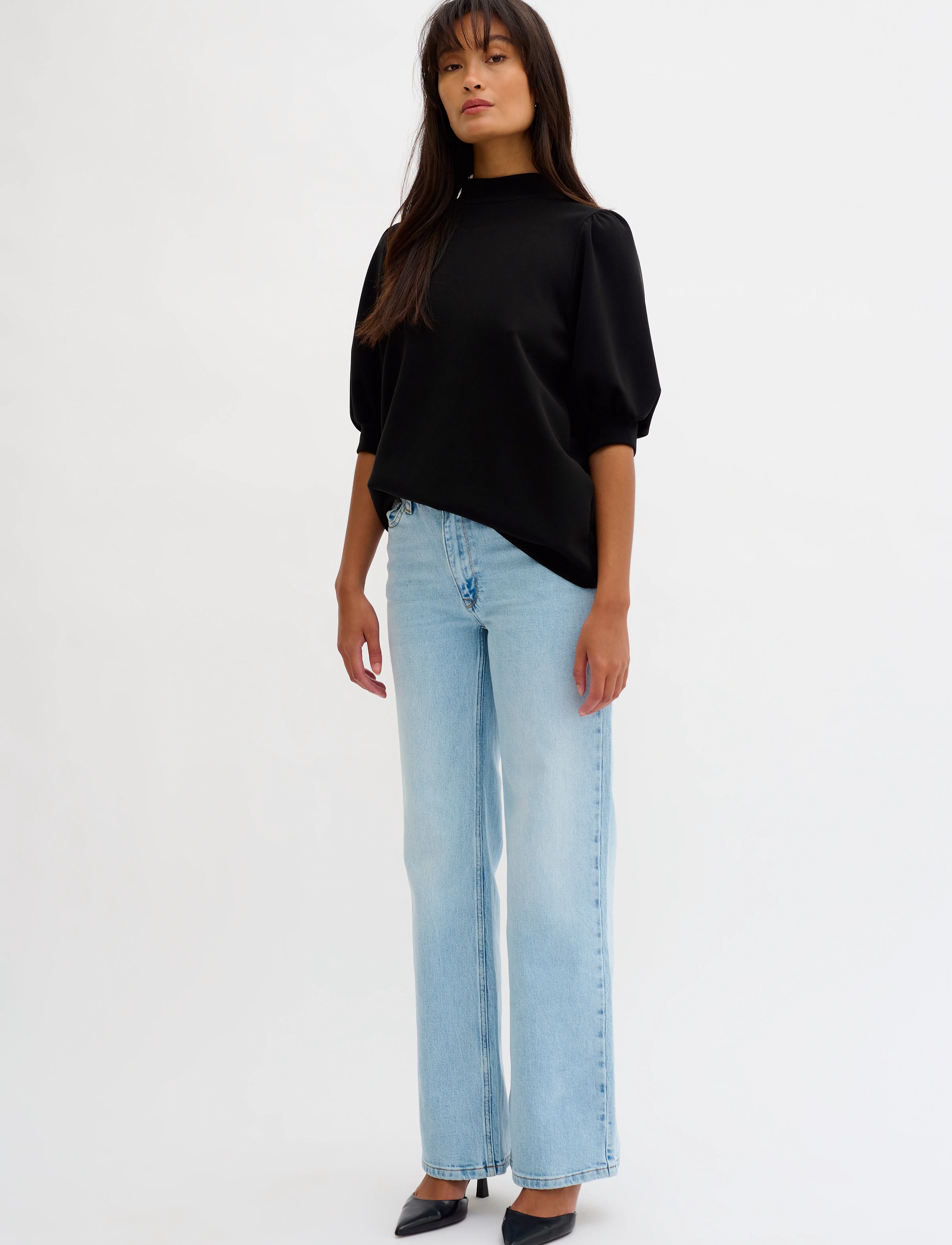 My Essential Wardrobe - 21 THE PUFF BLOUSE - kortärmade blusar - black - 3