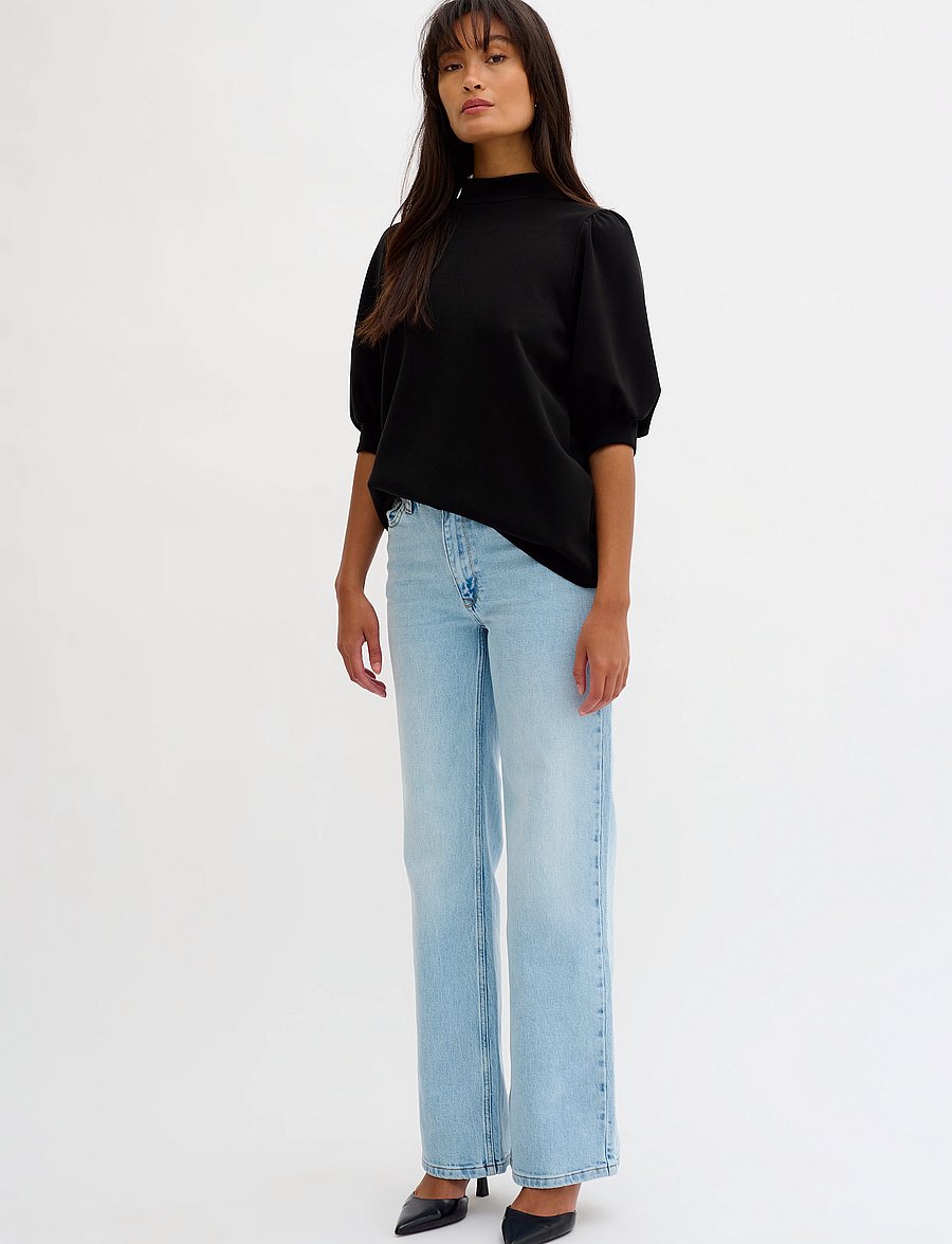My Essential Wardrobe - 21 THE PUFF BLOUSE - kurzärmelige blusen - black - 3