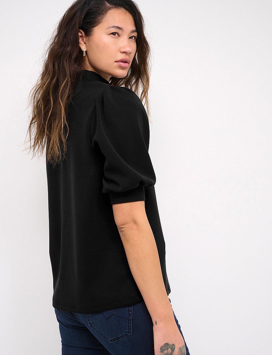 My Essential Wardrobe - 21 THE PUFF BLOUSE - kurzärmelige blusen - black - 4