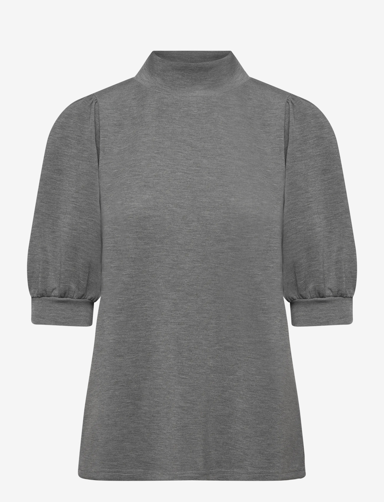 My Essential Wardrobe - 21 THE PUFF BLOUSE - kortærmede bluser - dark grey melange - 0