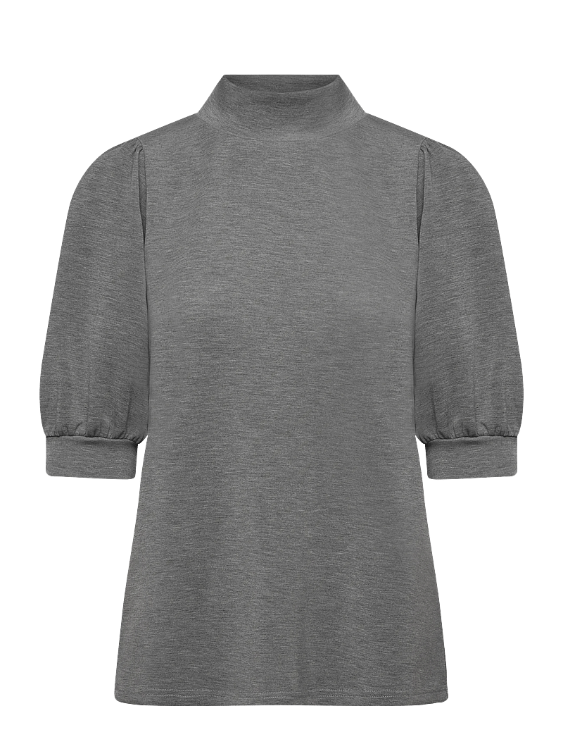 My Essential Wardrobe - 21 THE PUFF BLOUSE - kortärmade blusar - dark grey melange - 0