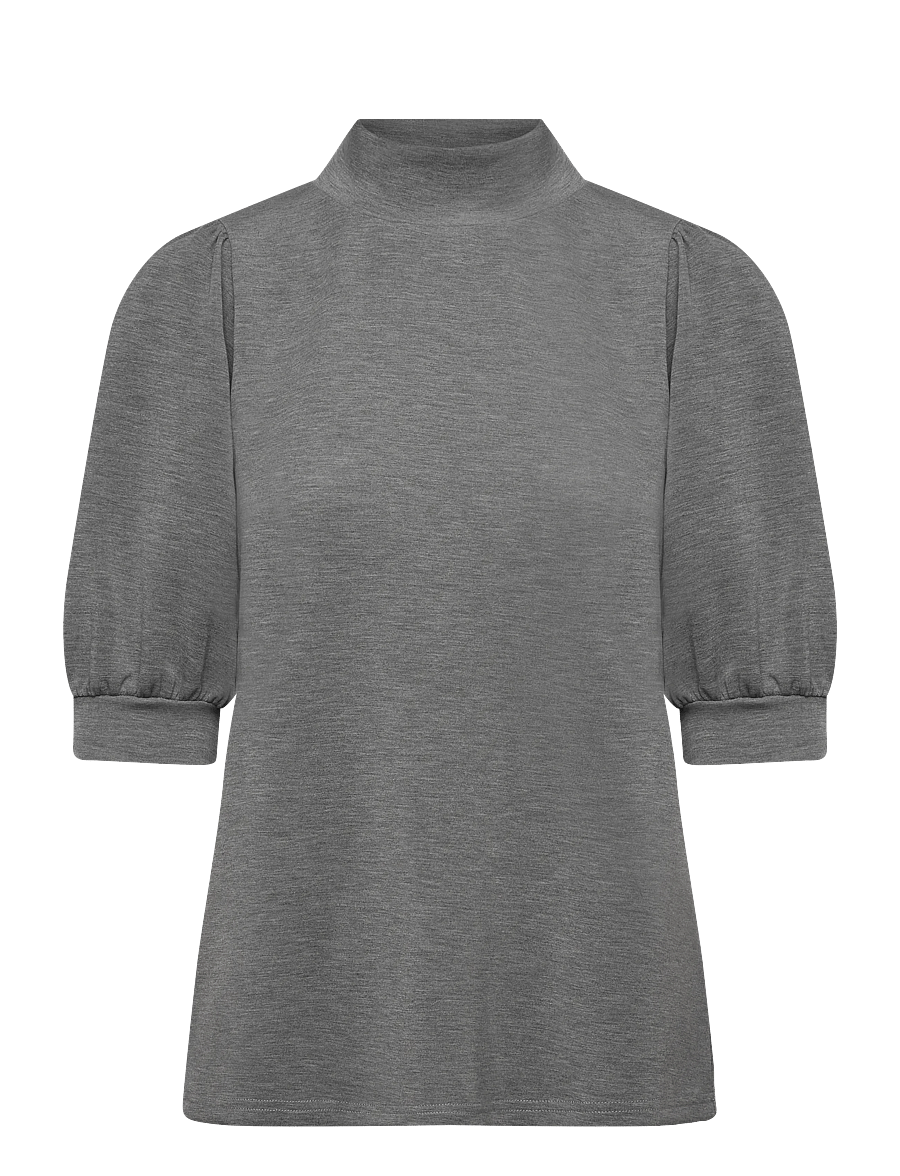 My Essential Wardrobe - 21 THE PUFF BLOUSE - kurzärmelige blusen - dark grey melange - 0