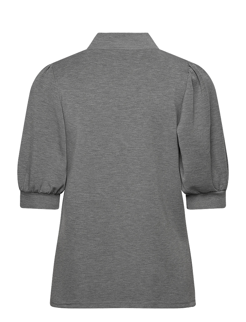 My Essential Wardrobe - 21 THE PUFF BLOUSE - kortärmade blusar - dark grey melange - 1