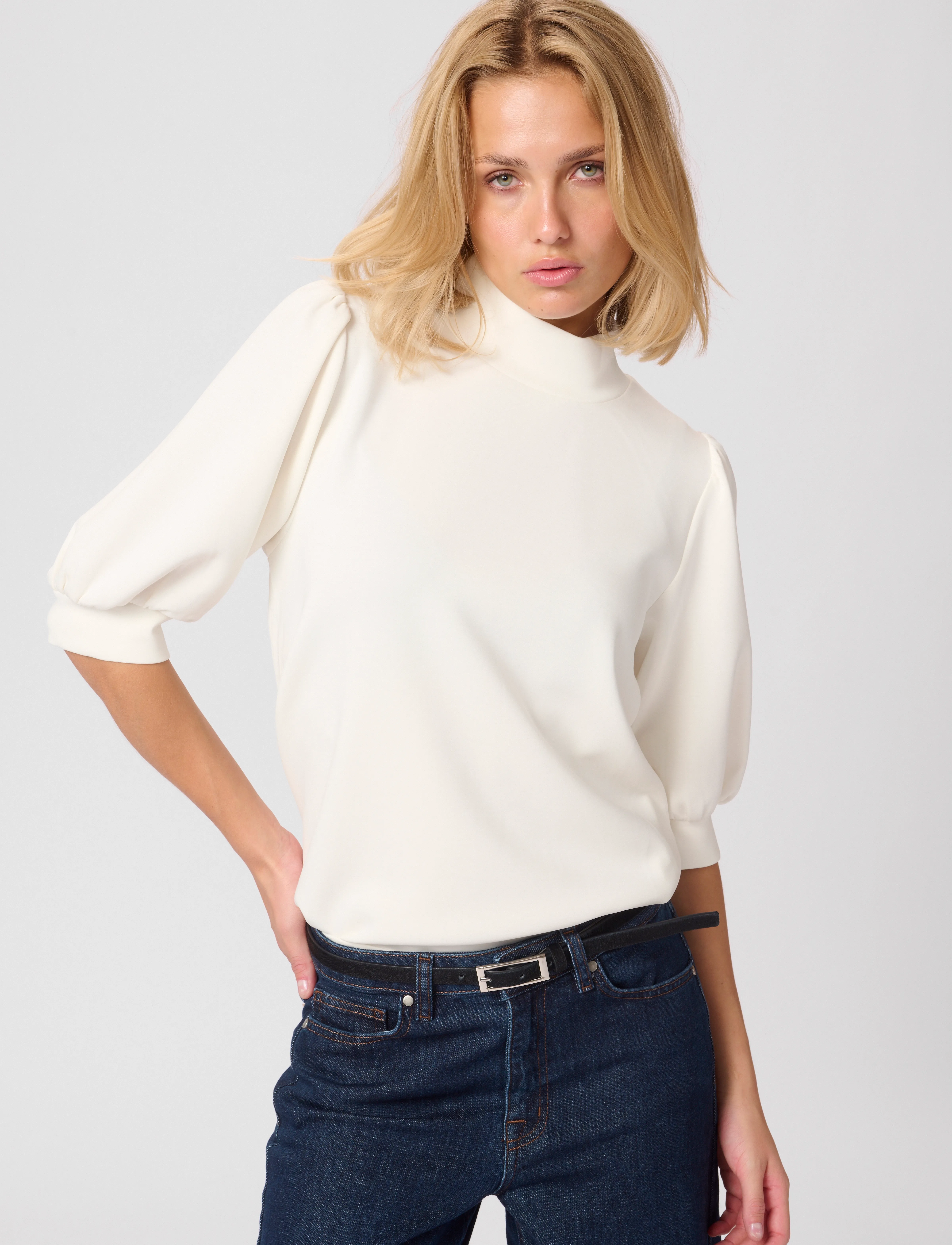 My Essential Wardrobe 21 The Puff Blouse, XXL, Blouses, Weiß - Short-sleeved, Frauen