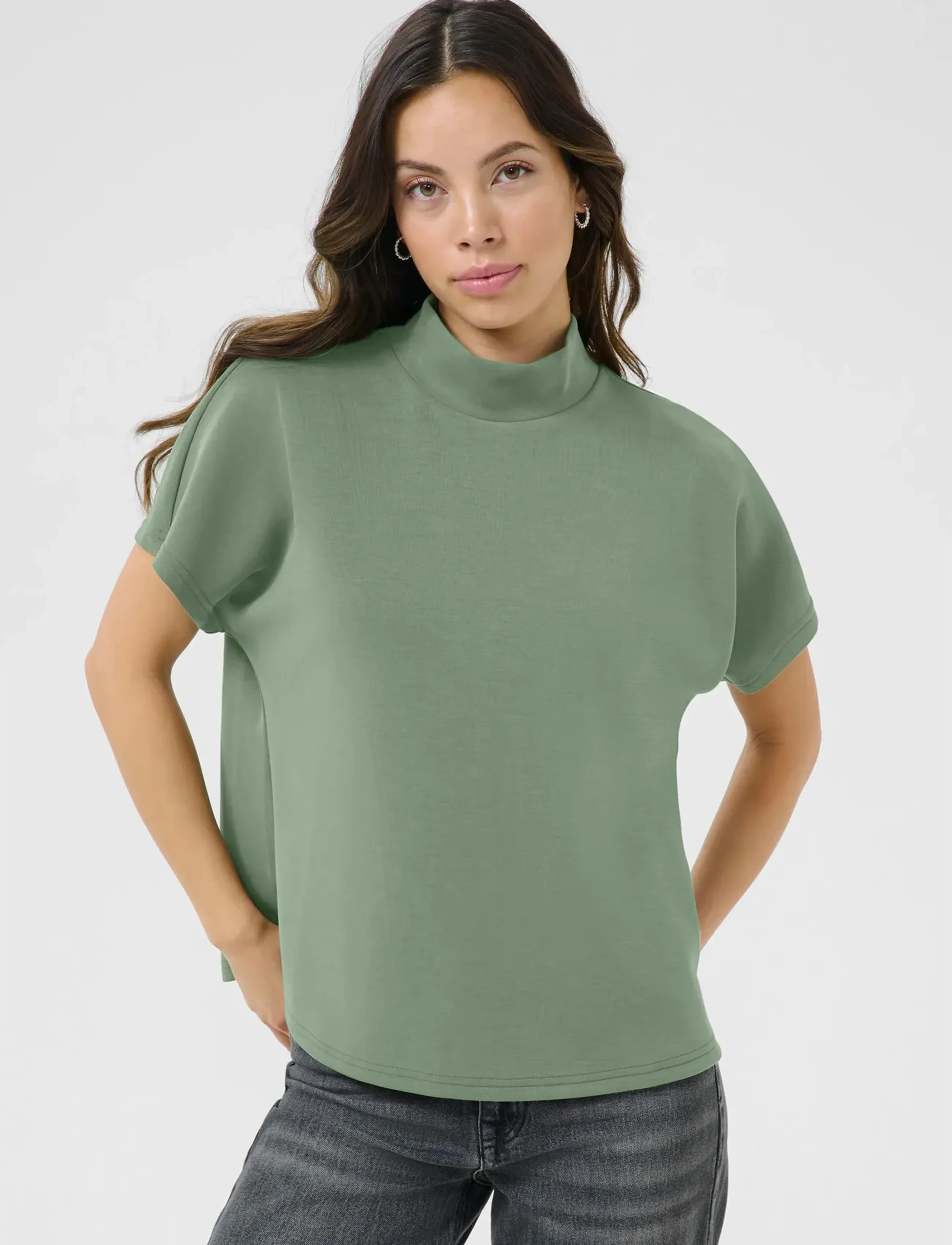 My Essential Wardrobe Mwelle Collar Blouse, Kvinder, Højhalset Bluse, Grøn, Str: XS