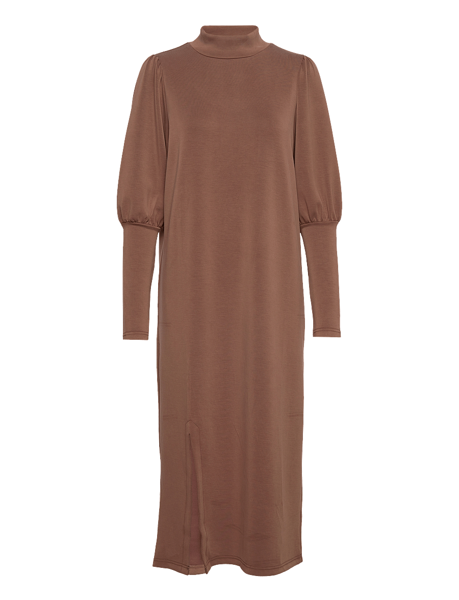 My Essential Wardrobe - ElleMW Puff Long Dress - midiklänningar - toffee brown washed - 0