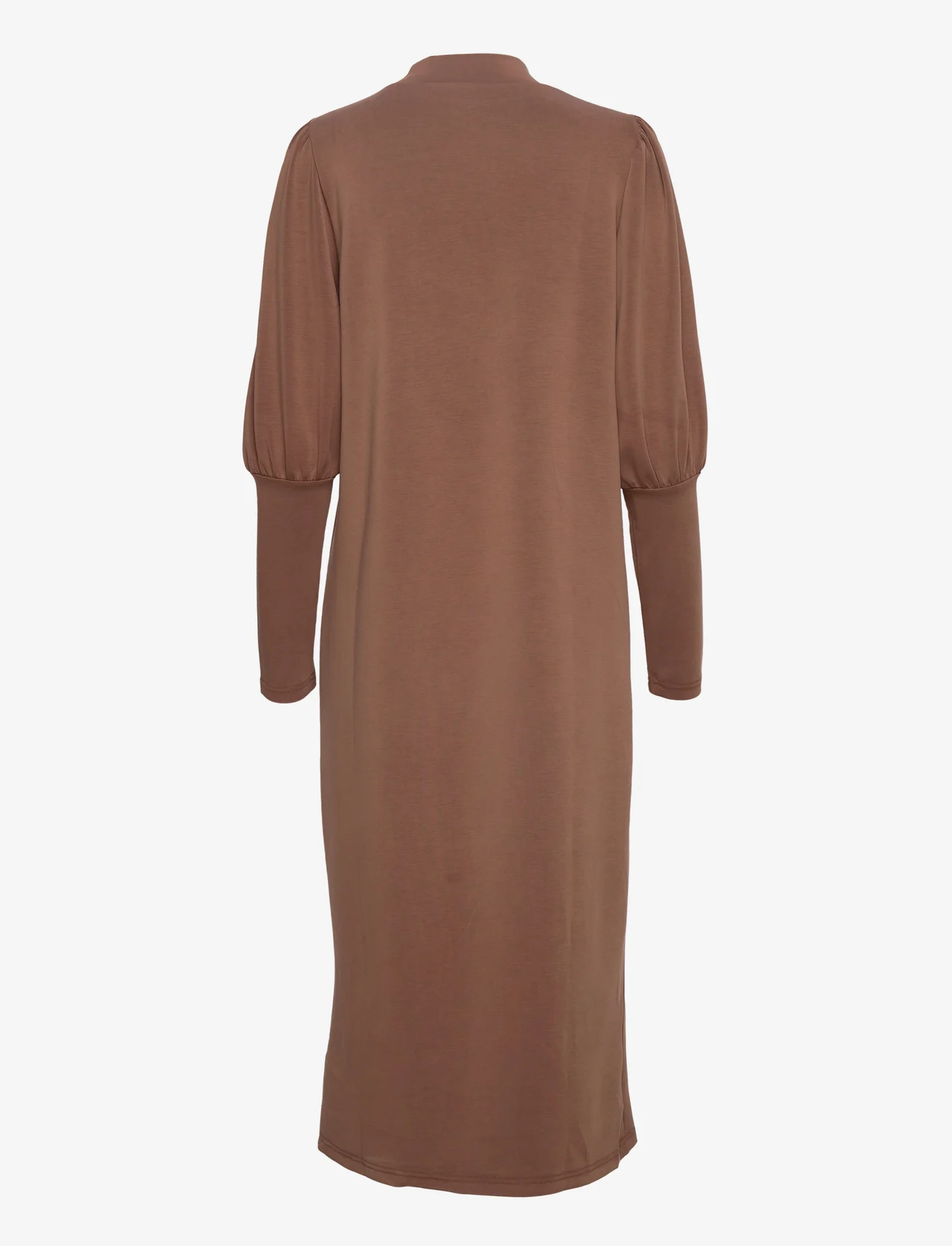 My Essential Wardrobe - ElleMW Puff Long Dress - midi-jurken - toffee brown washed - 1