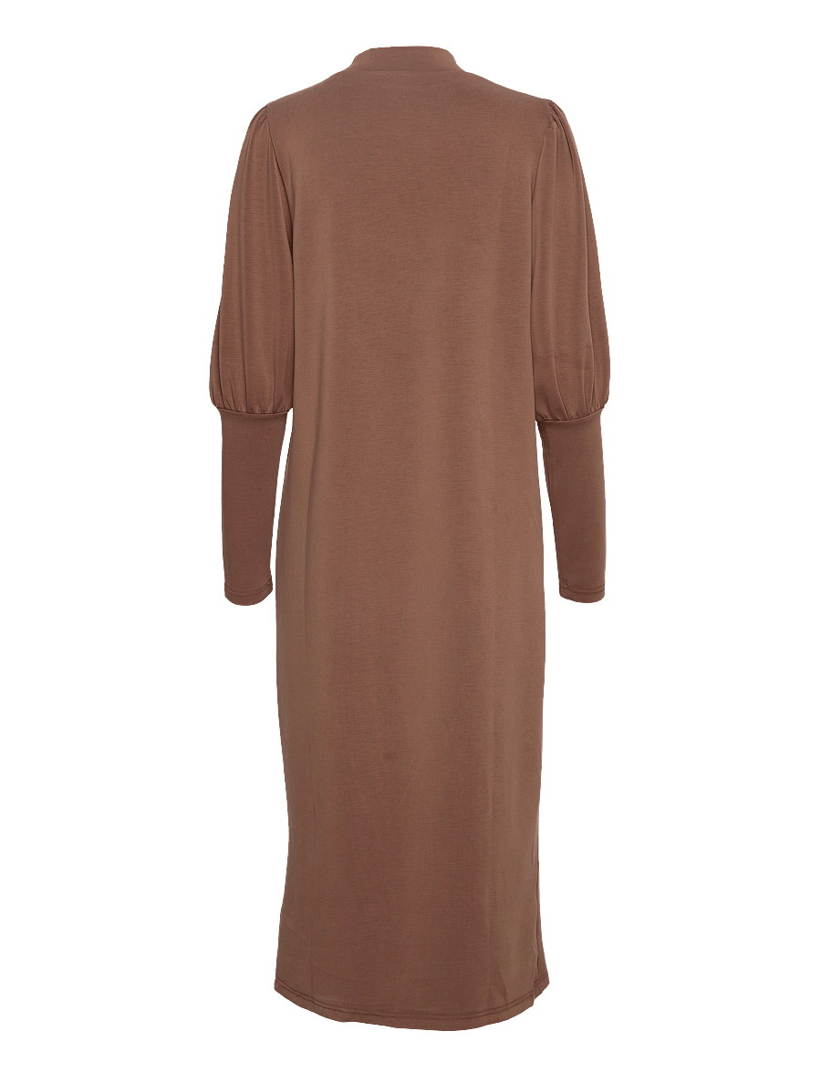 My Essential Wardrobe - ElleMW Puff Long Dress - midiklänningar - toffee brown washed - 1