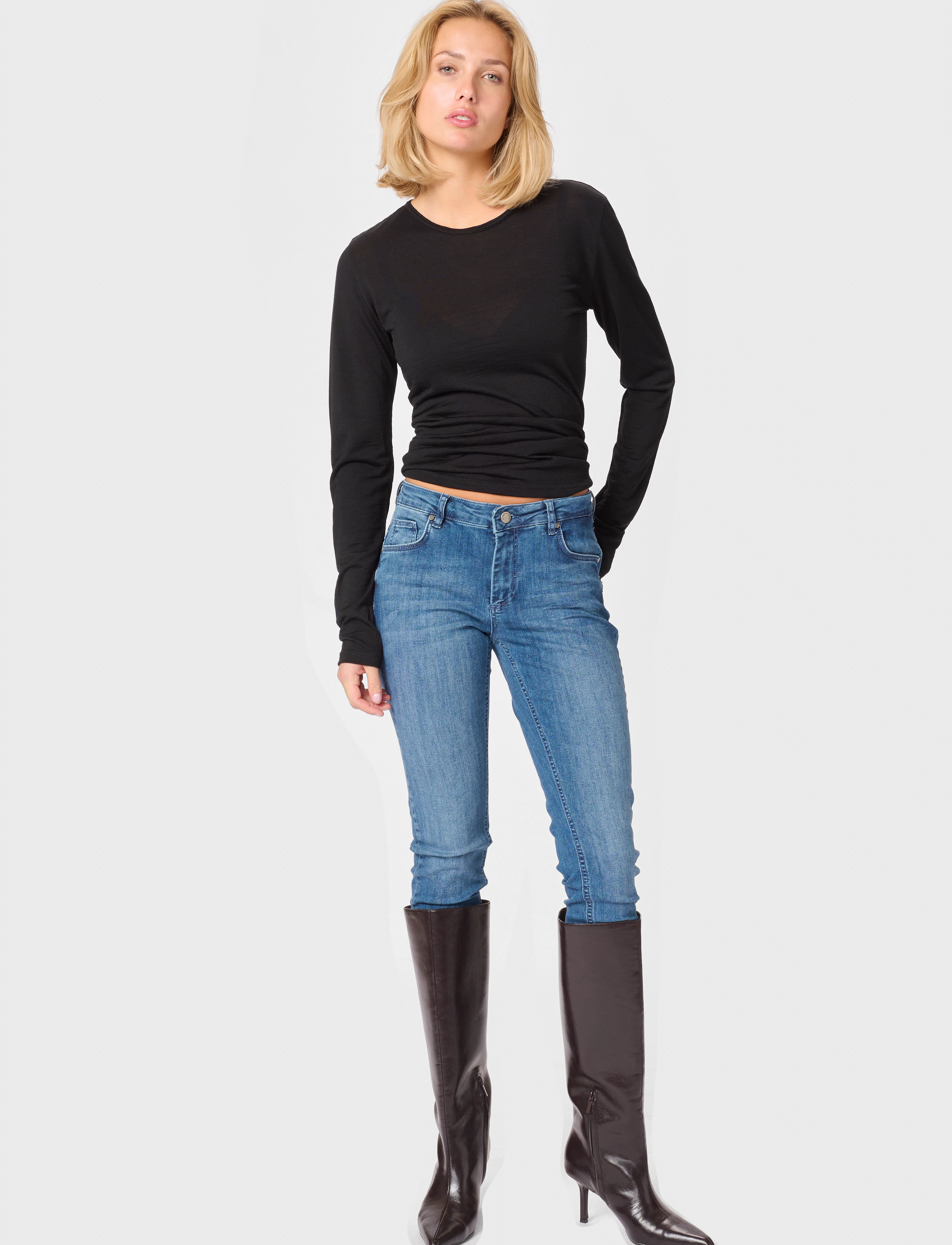 My Essential Wardrobe - 10 THE ONECK LONG SLEEVE - black - 3