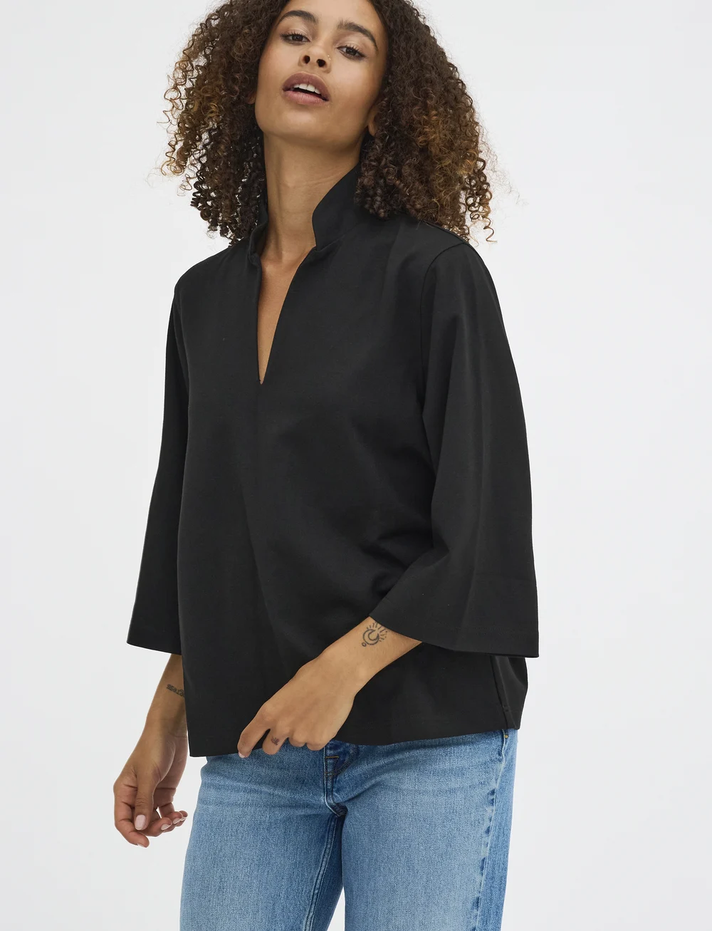 My Essential Wardrobe - LanaMW Boxy Blouse - langærmede bluser - black - 0