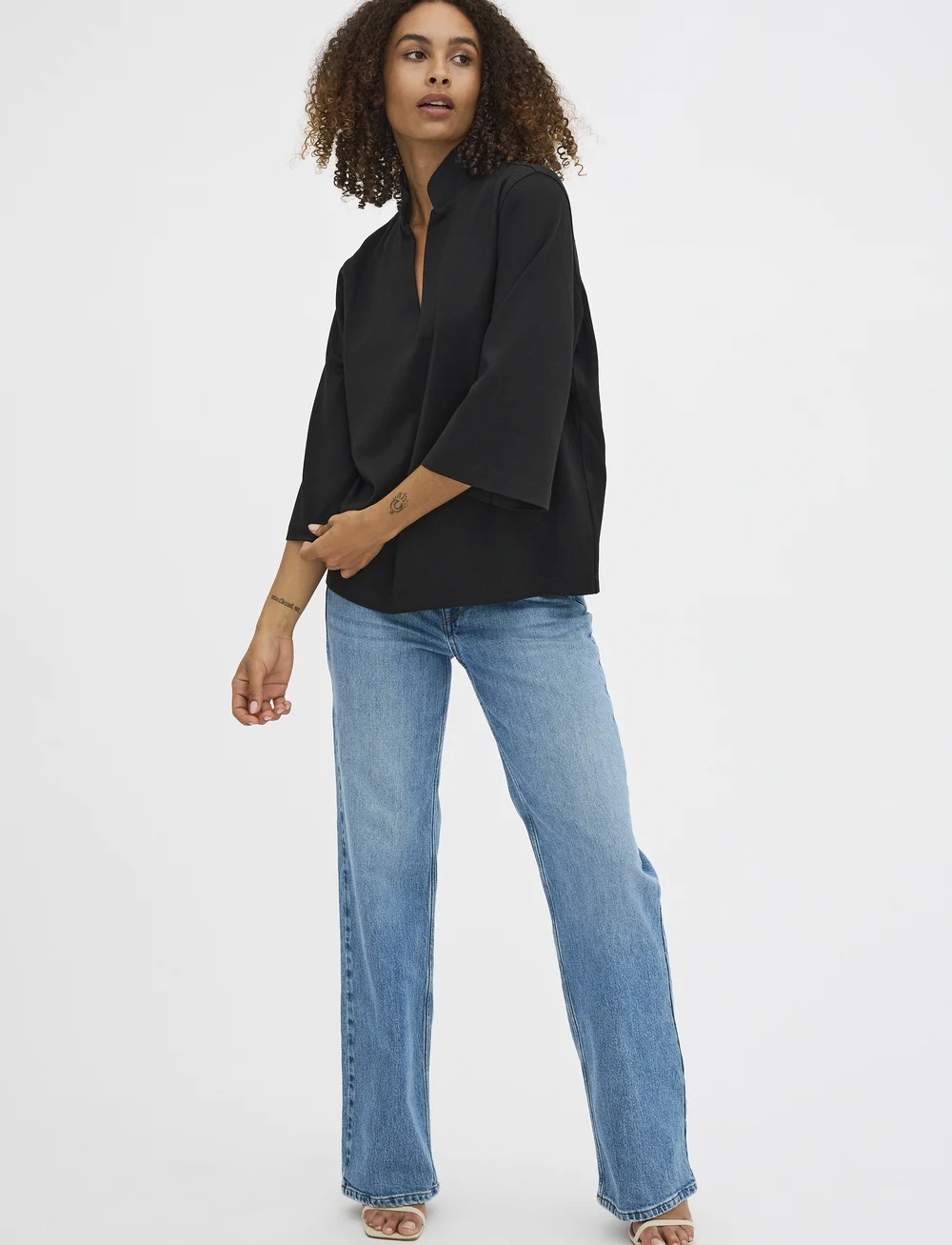 My Essential Wardrobe - LanaMW Boxy Blouse - langærmede bluser - black - 3