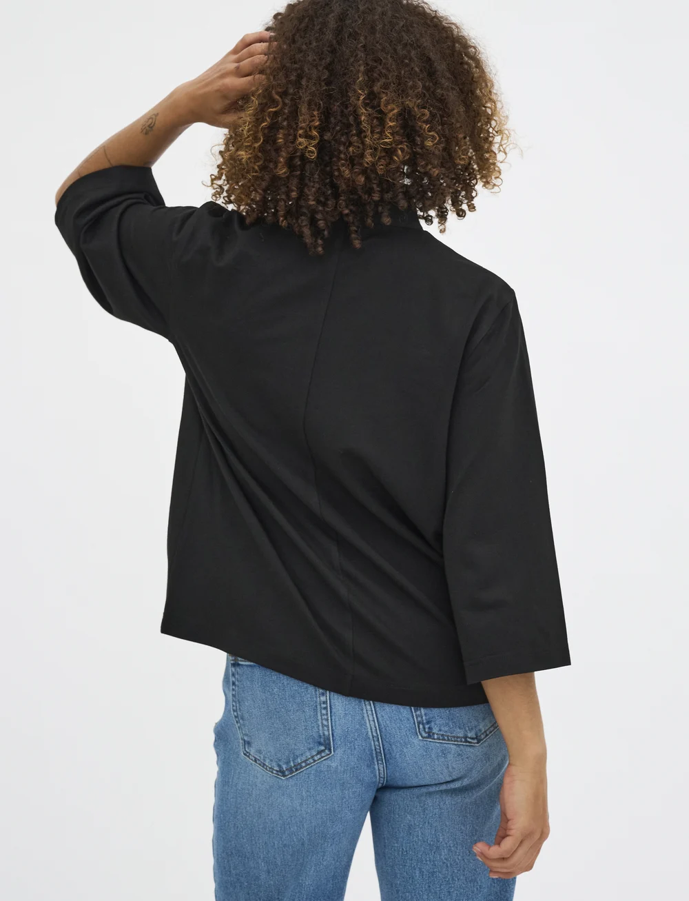 My Essential Wardrobe - LanaMW Boxy Blouse - langærmede bluser - black - 4