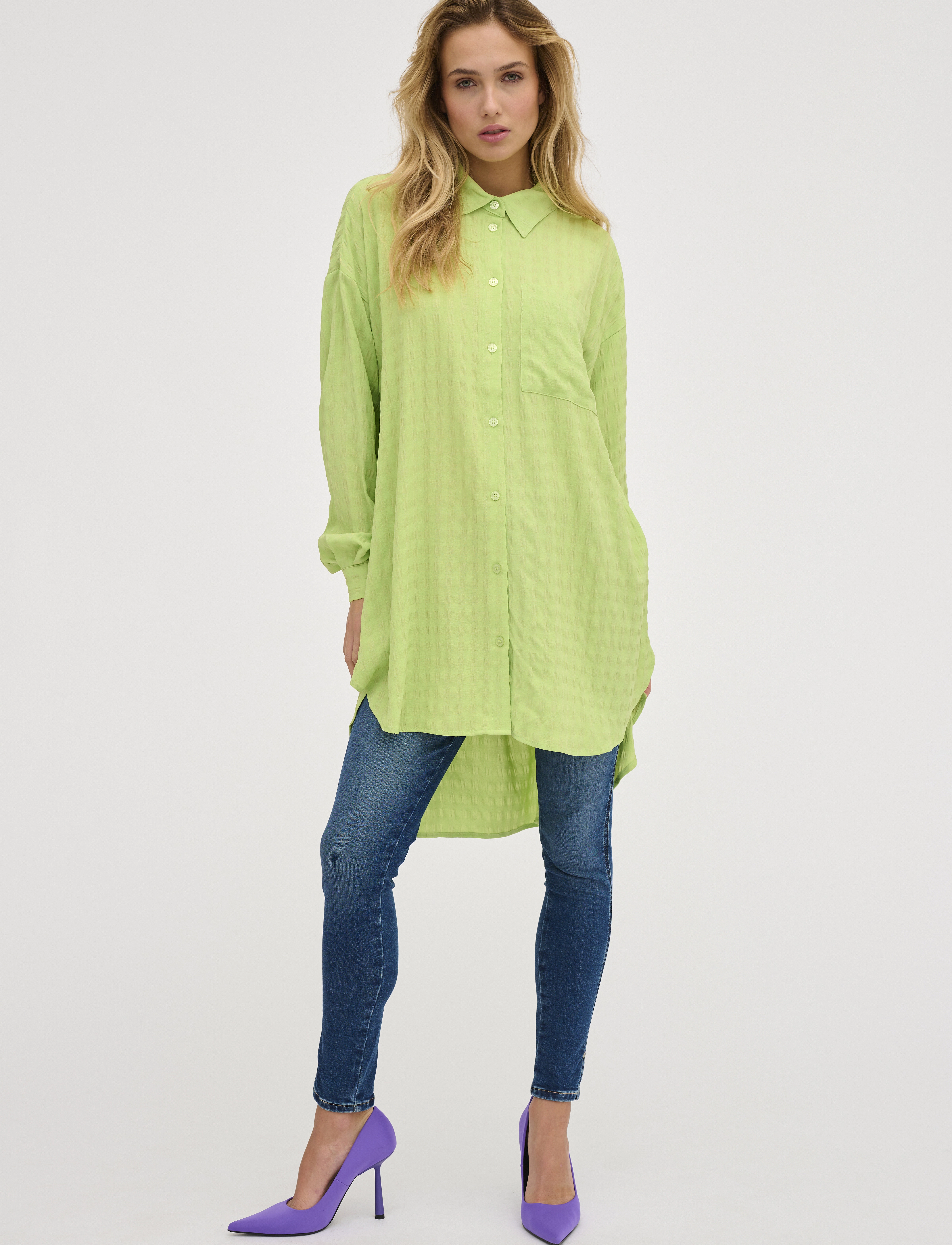 My Essential Wardrobe - HalnaMW Boxy Shirt - langærmede skjorter - sap green - 3